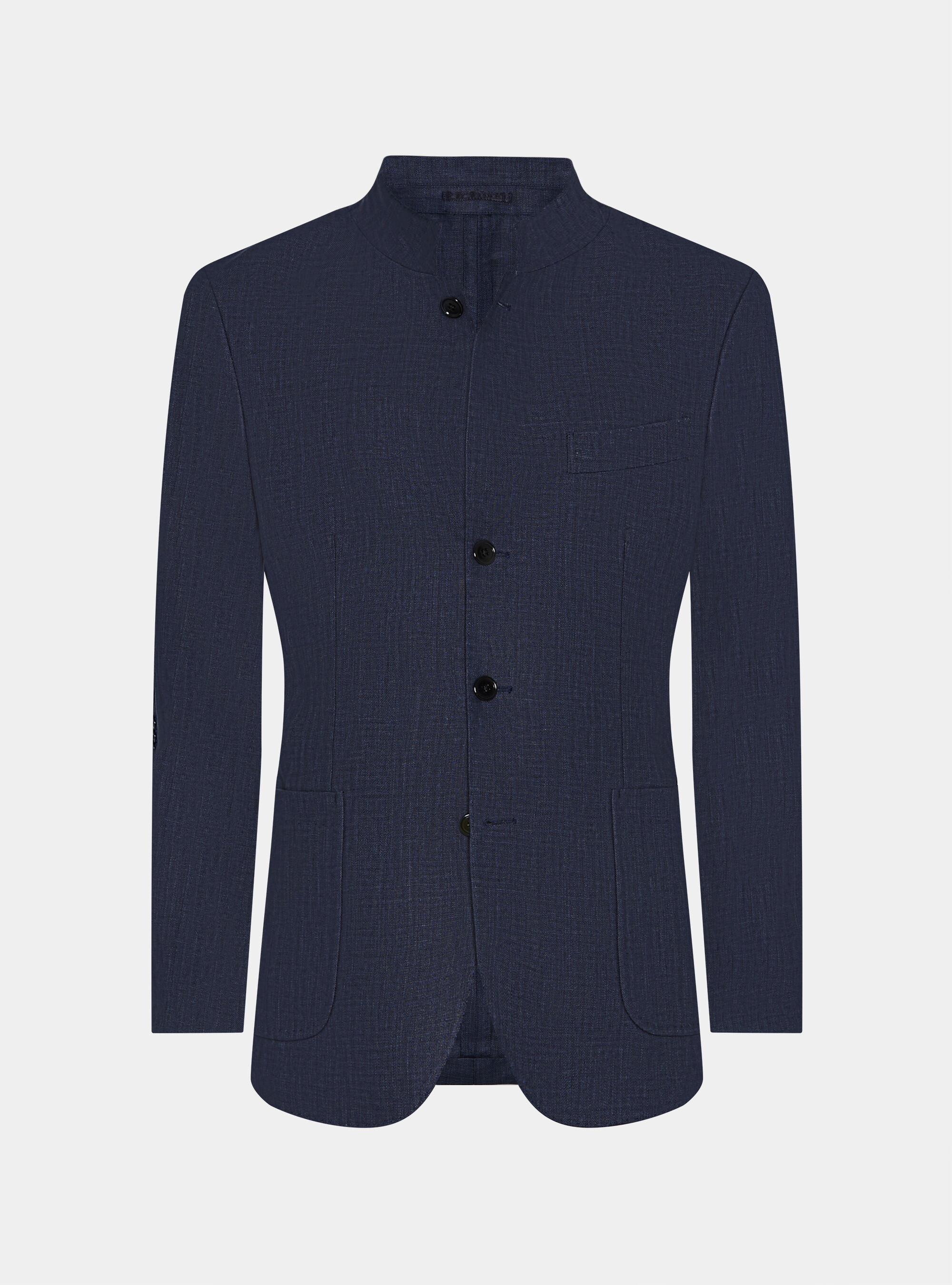 Giacca coreana in puro lino spigato, BLU NAVY