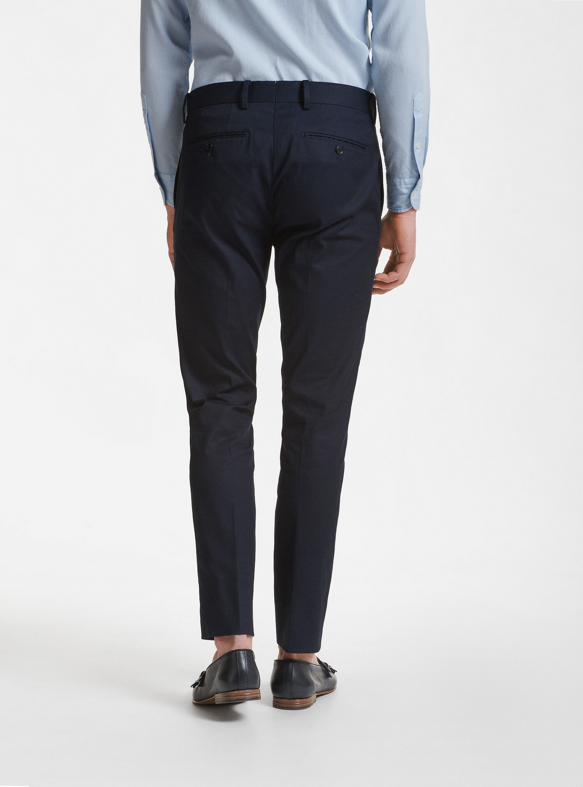 Pantaloni per abito in cotone armaturato, BLU NAVY