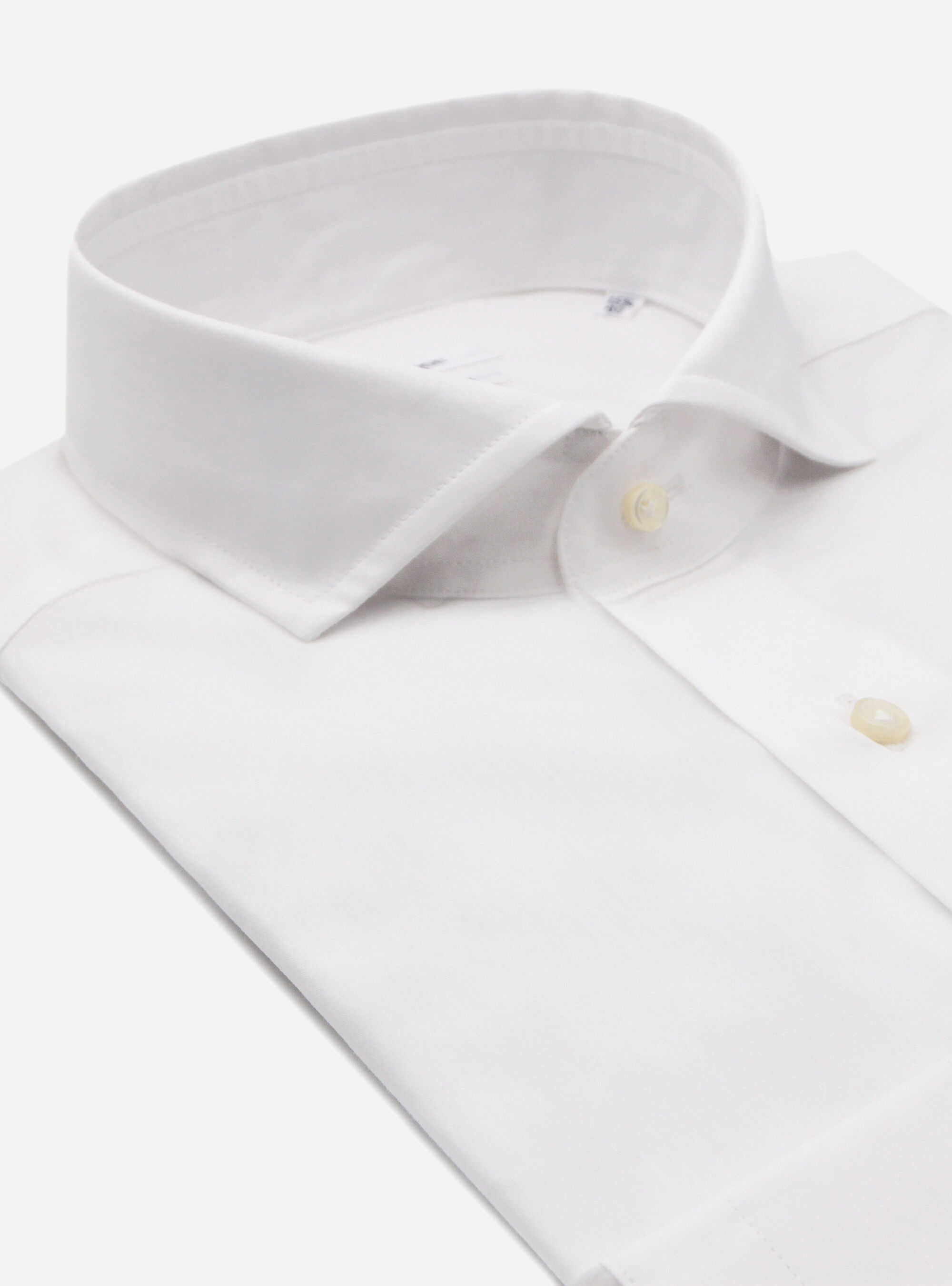 Camisa con cuello franc&egrave;s en algod&ograve;n, BLANCO