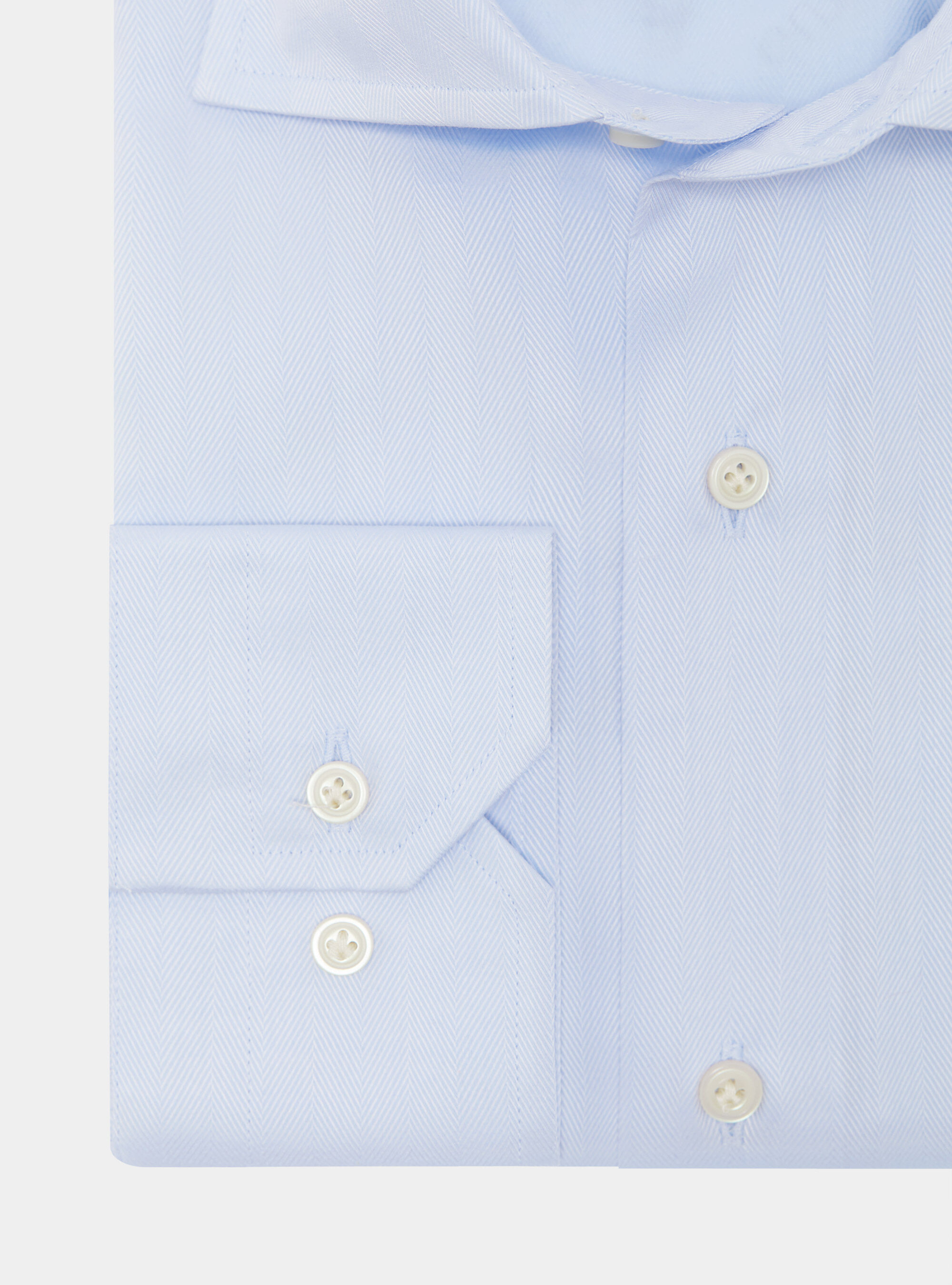 Camicia in twill di cotone spigato, AZZURRO