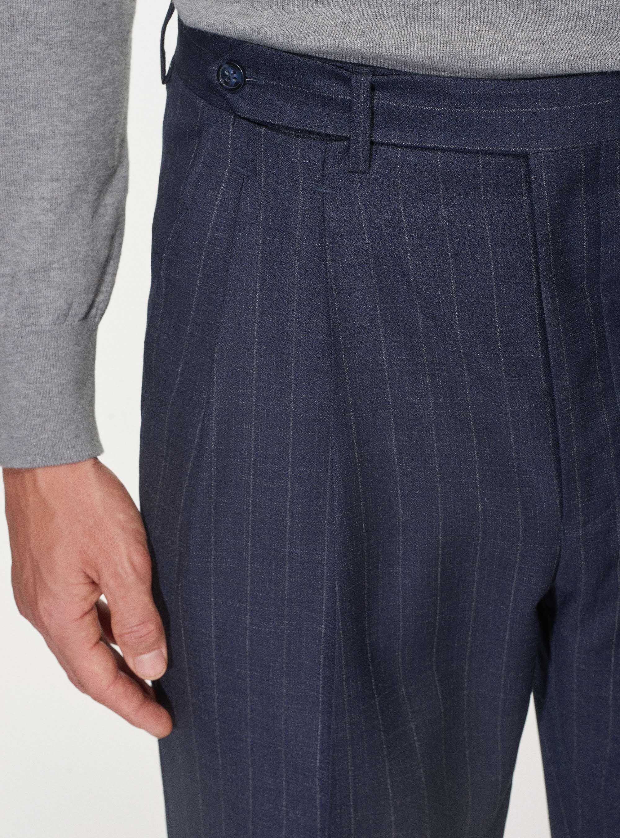 Pantaloni per abito gessato in pura lana Reda superfine 110's, BLU NAVY