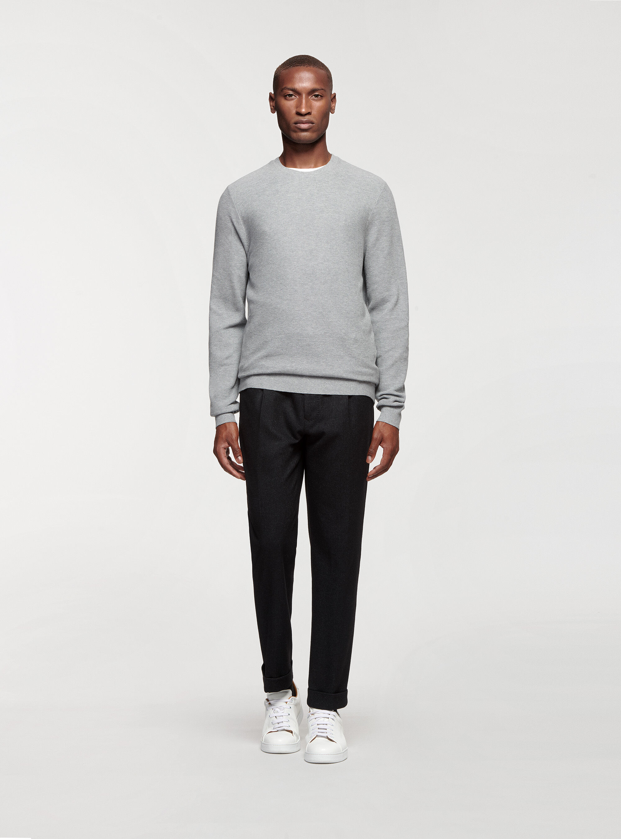 Rice stitch sweater in cotton cashmere GutteridgeUS Men s Sweaters