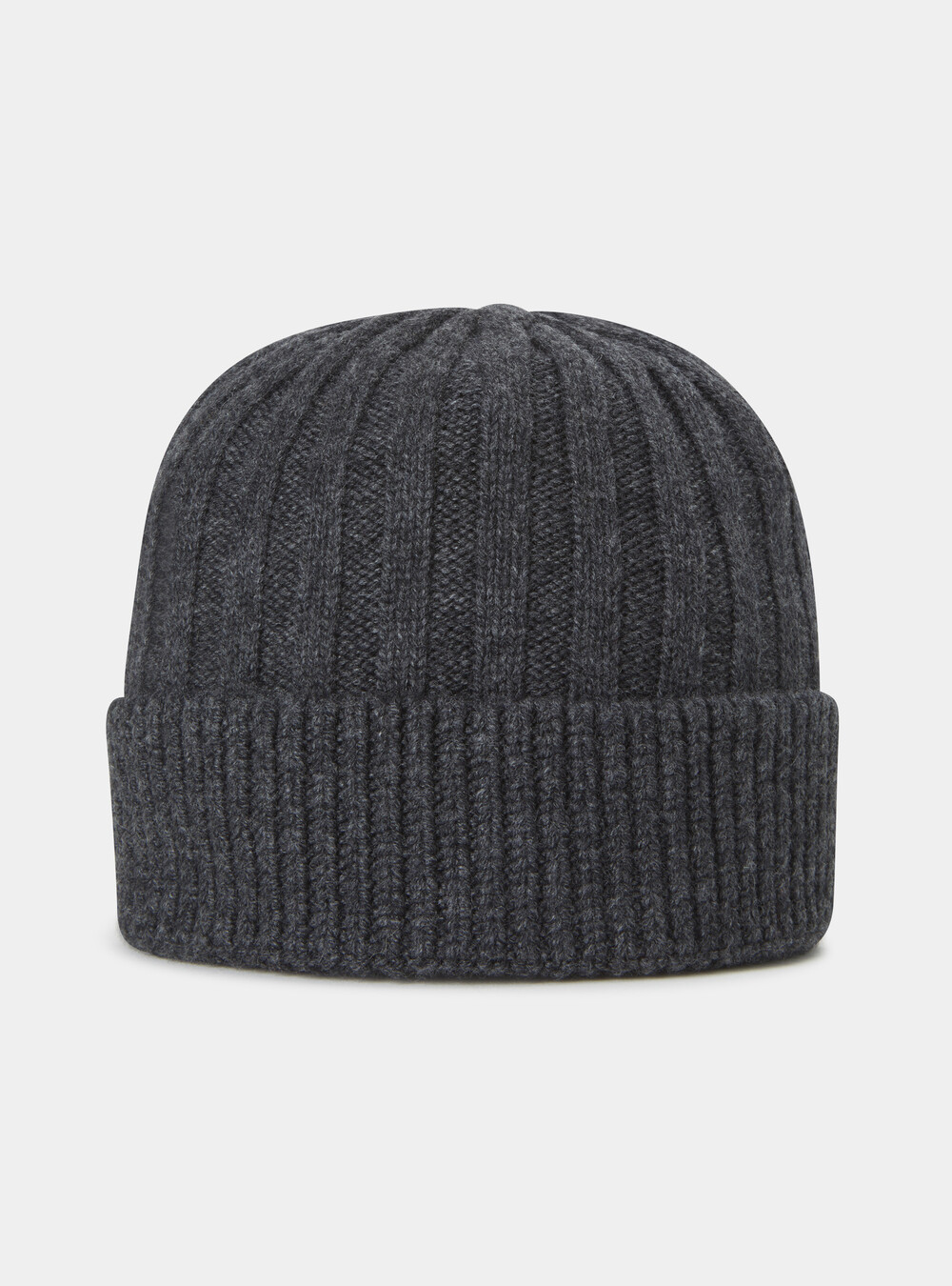 Lambswool and cashmere rib cap, ASPHALT GREY