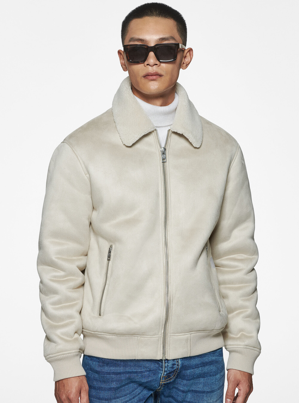 Mouton Retourné Nettoyer Veste En Daim Mouton Effet Daim