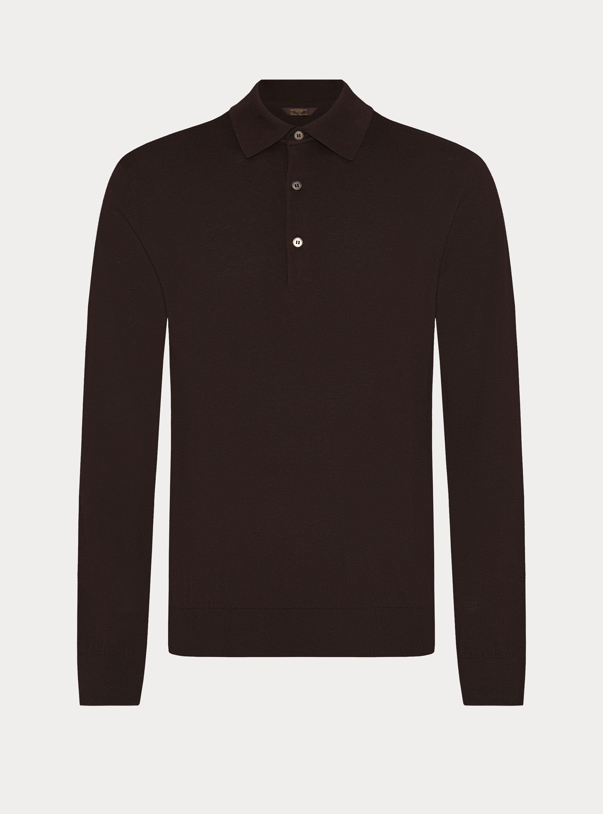 Polo in maglia di cotone e cashmere, MARRONE