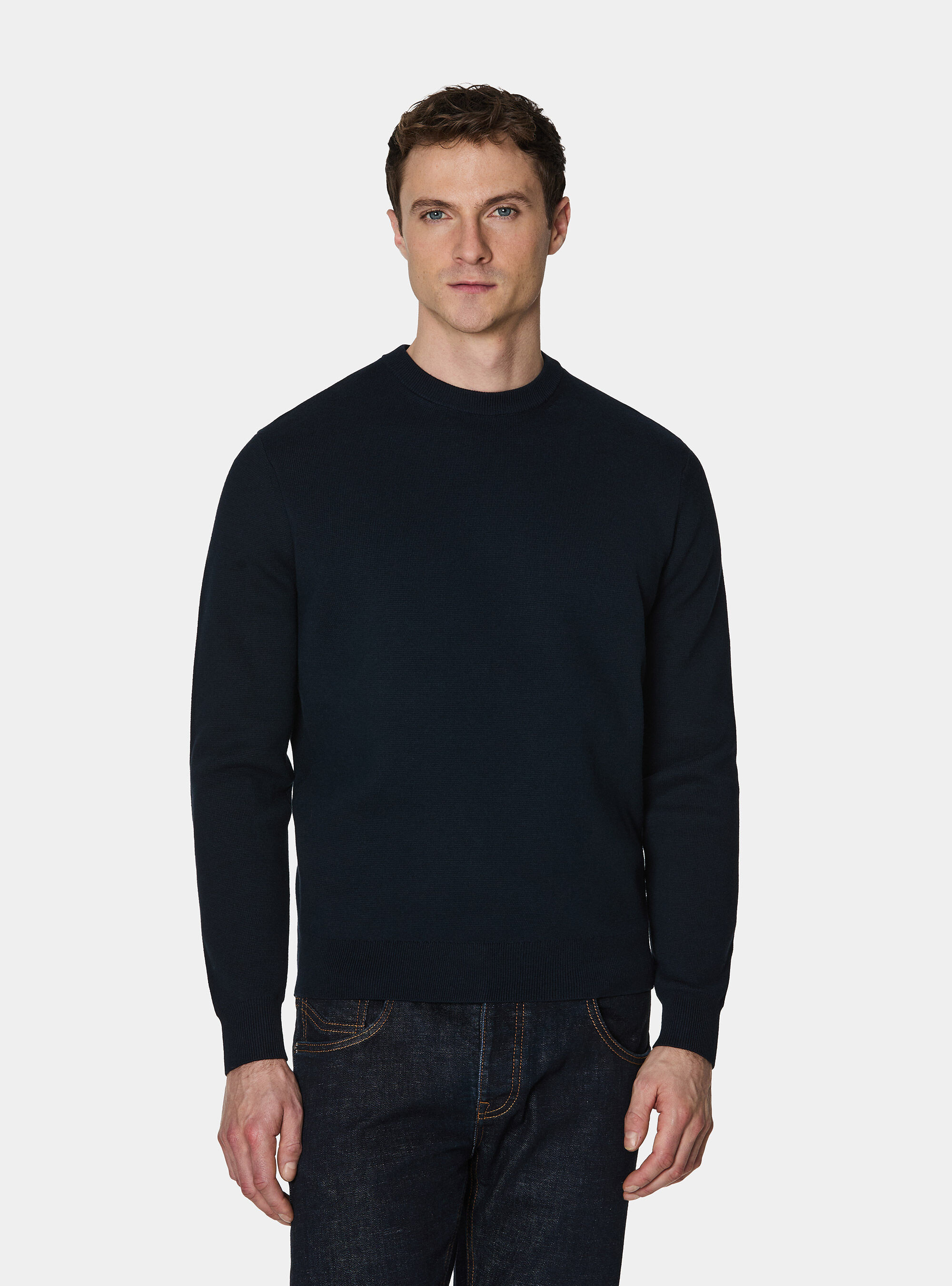Cotton blend crew neck sweater
