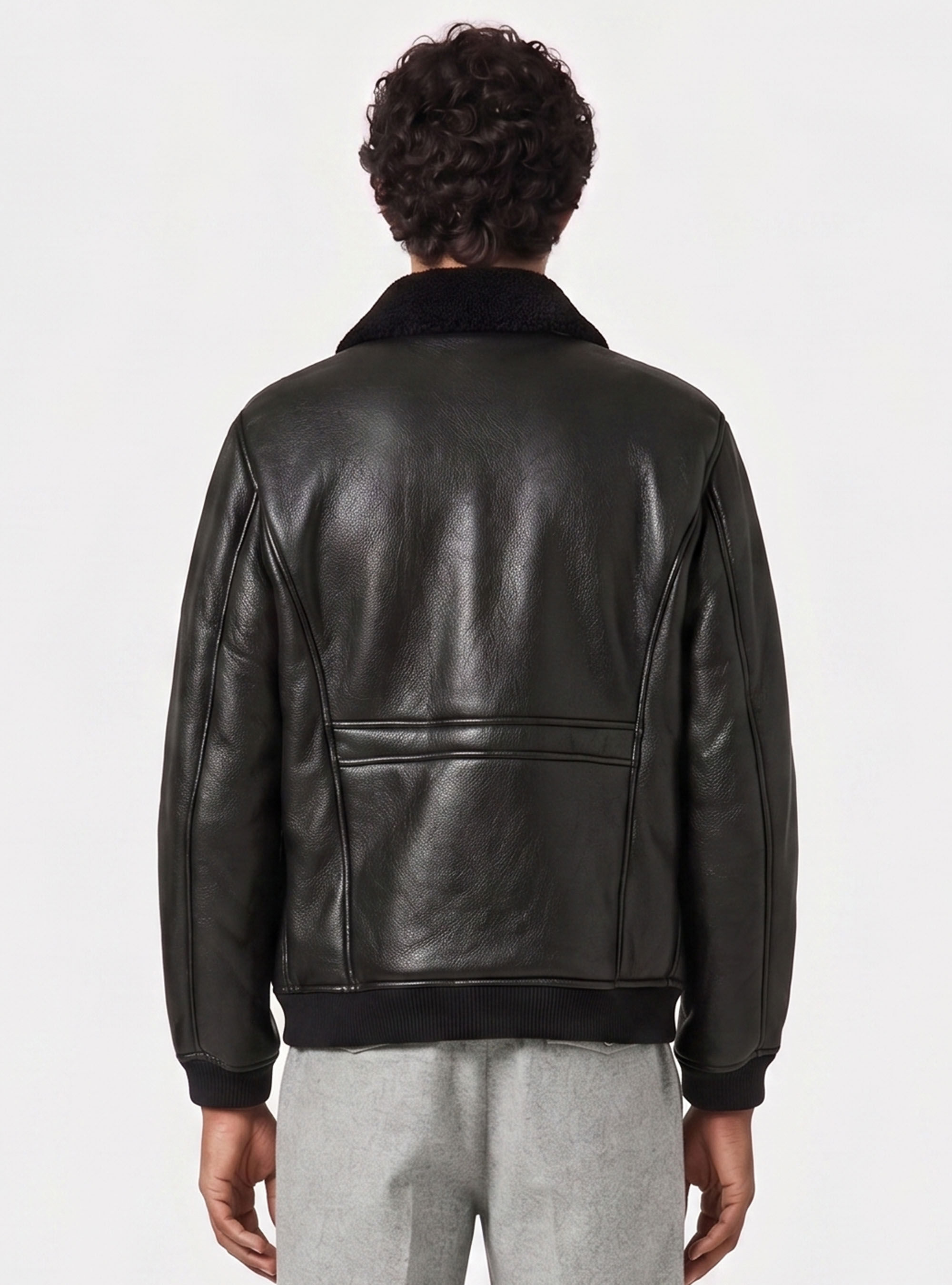 Faux leather bomber jacket with large pockets, BLACK