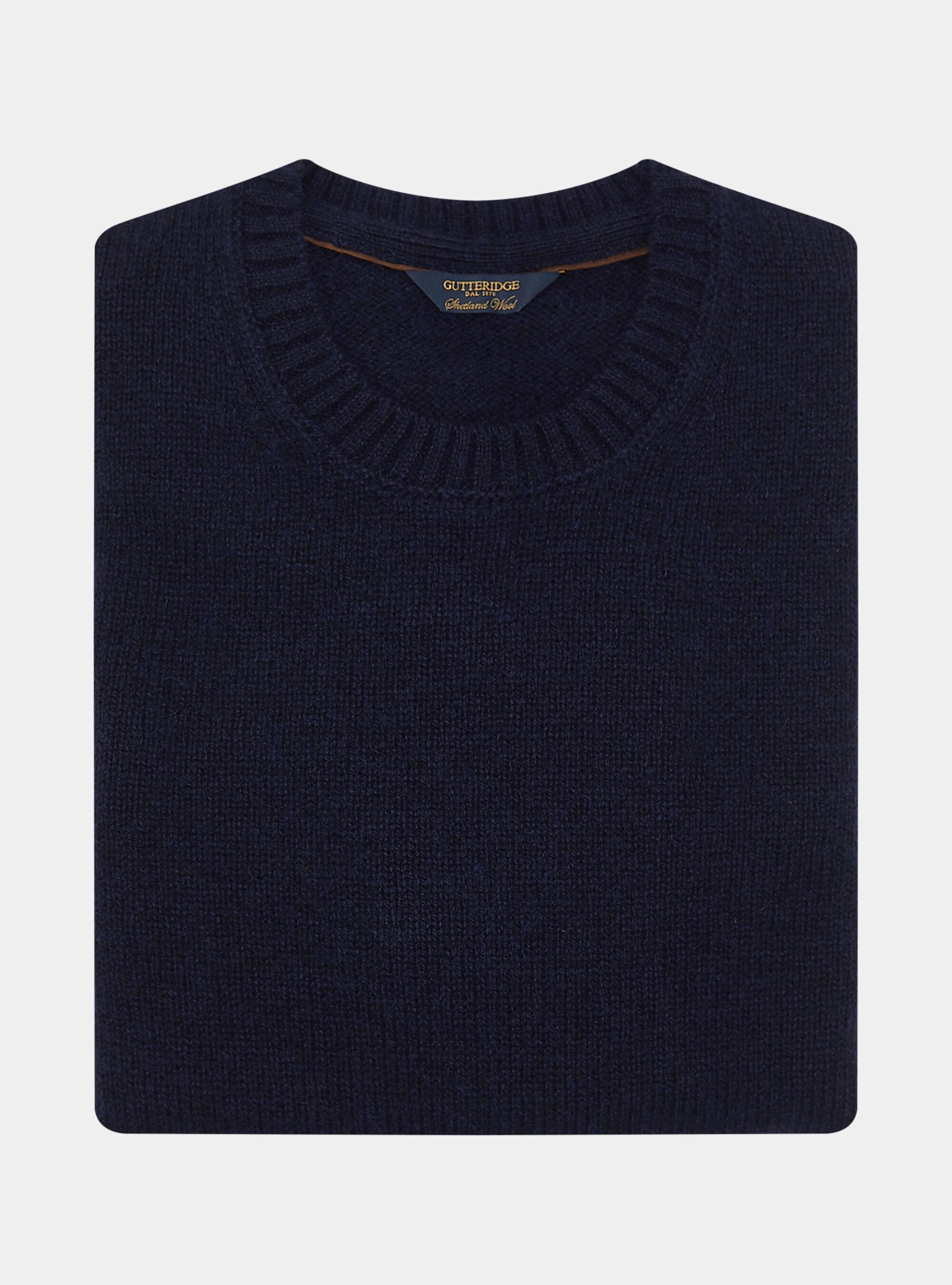 Pure Shetland wool crewneck sweater, NAVY BLUE