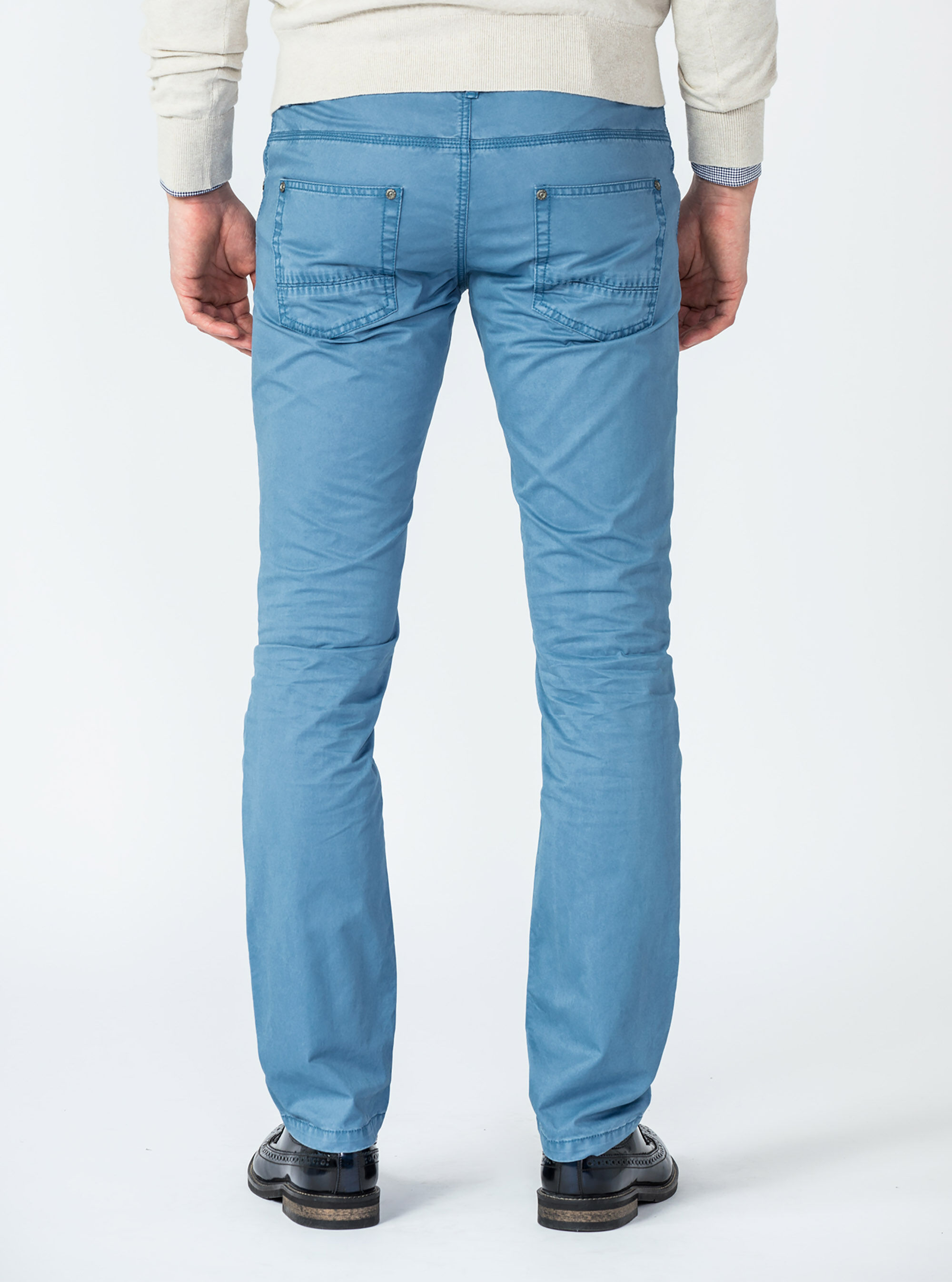 Pantaloni 5 tasche gabardina leggera, AZZURRO 0276C