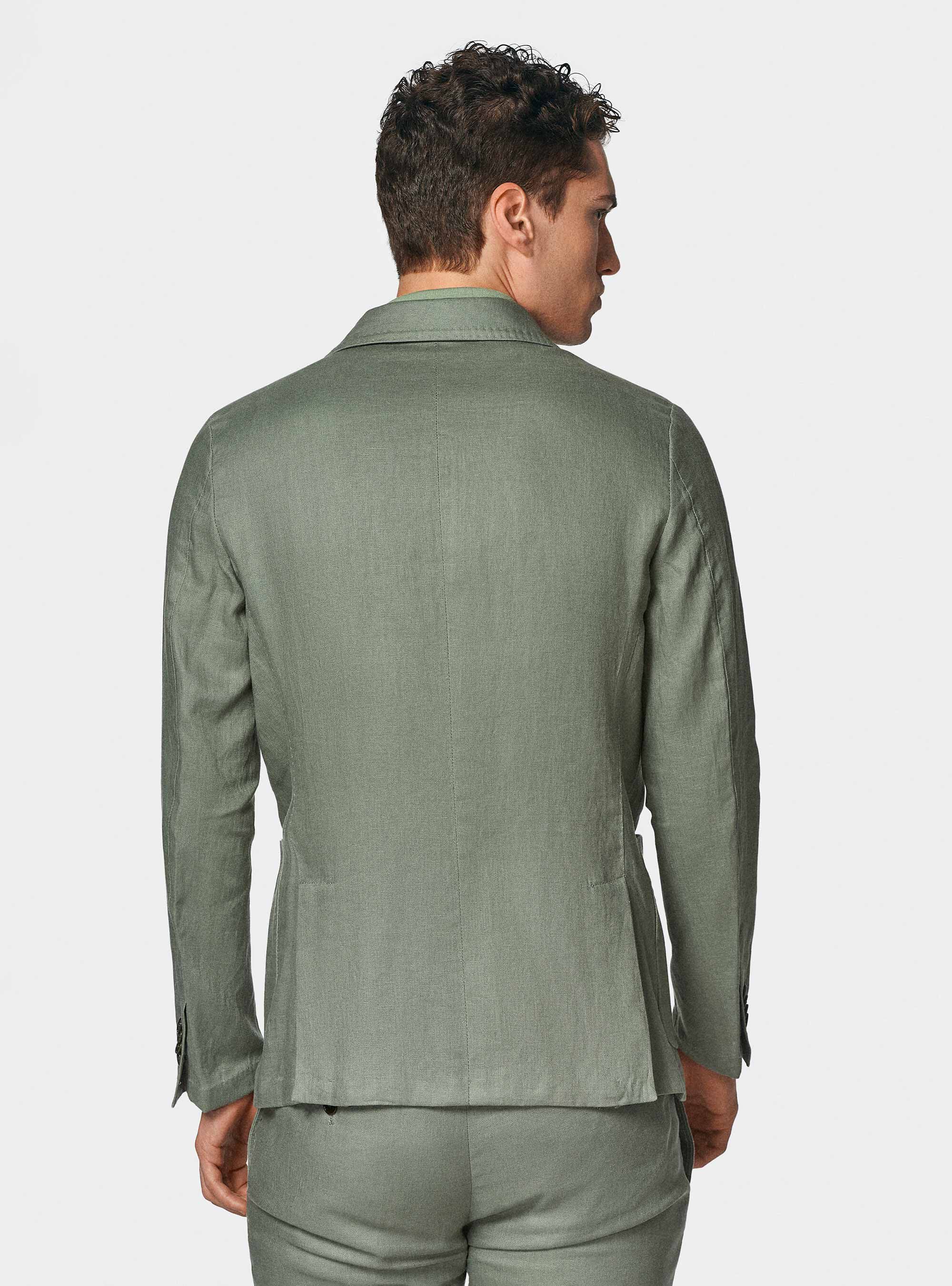 Giacca doppiopetto in puro lino, SALVIA 0602C