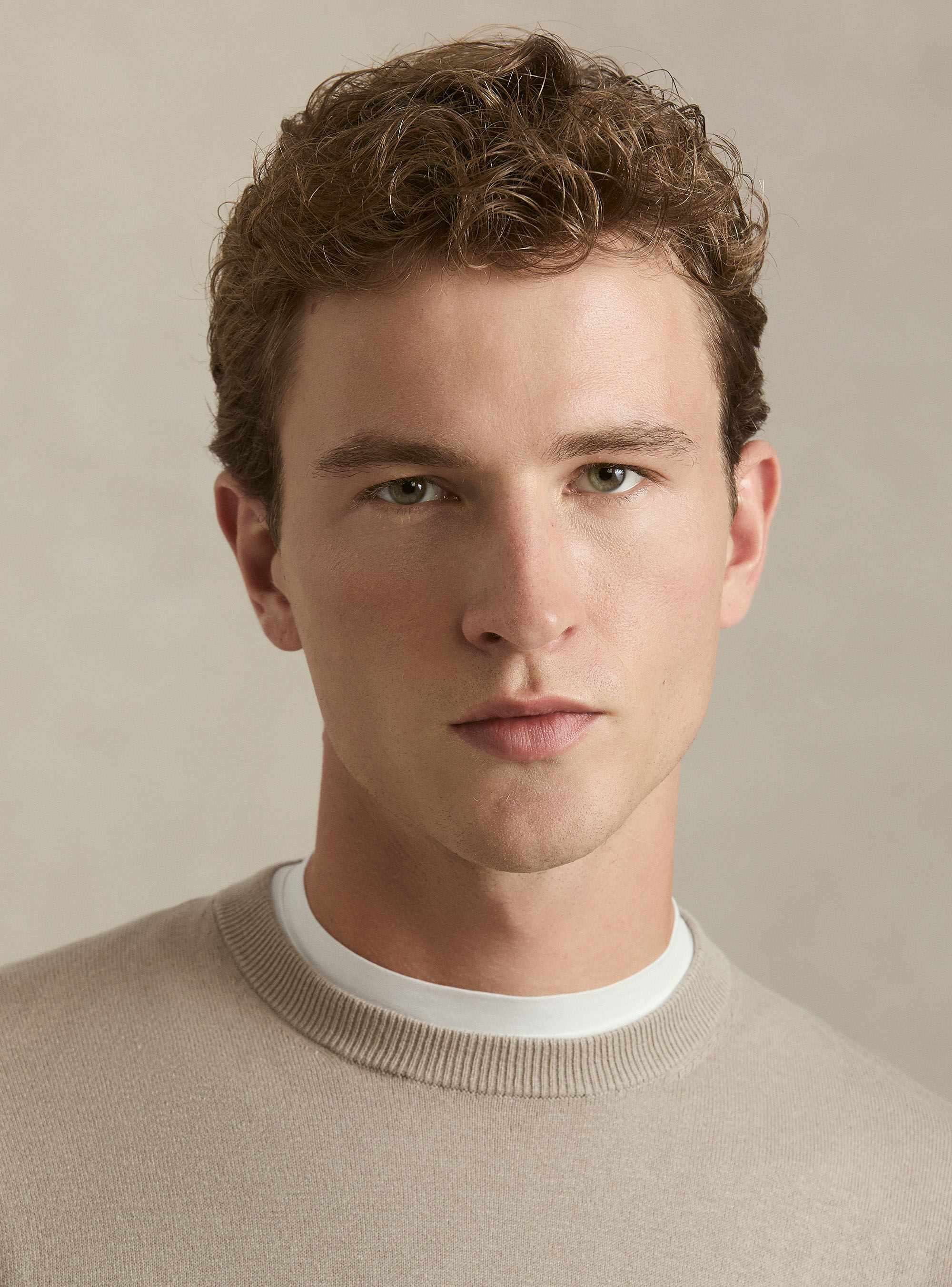 Maglia girocollo in cotone seta e cashmere, SABBIA