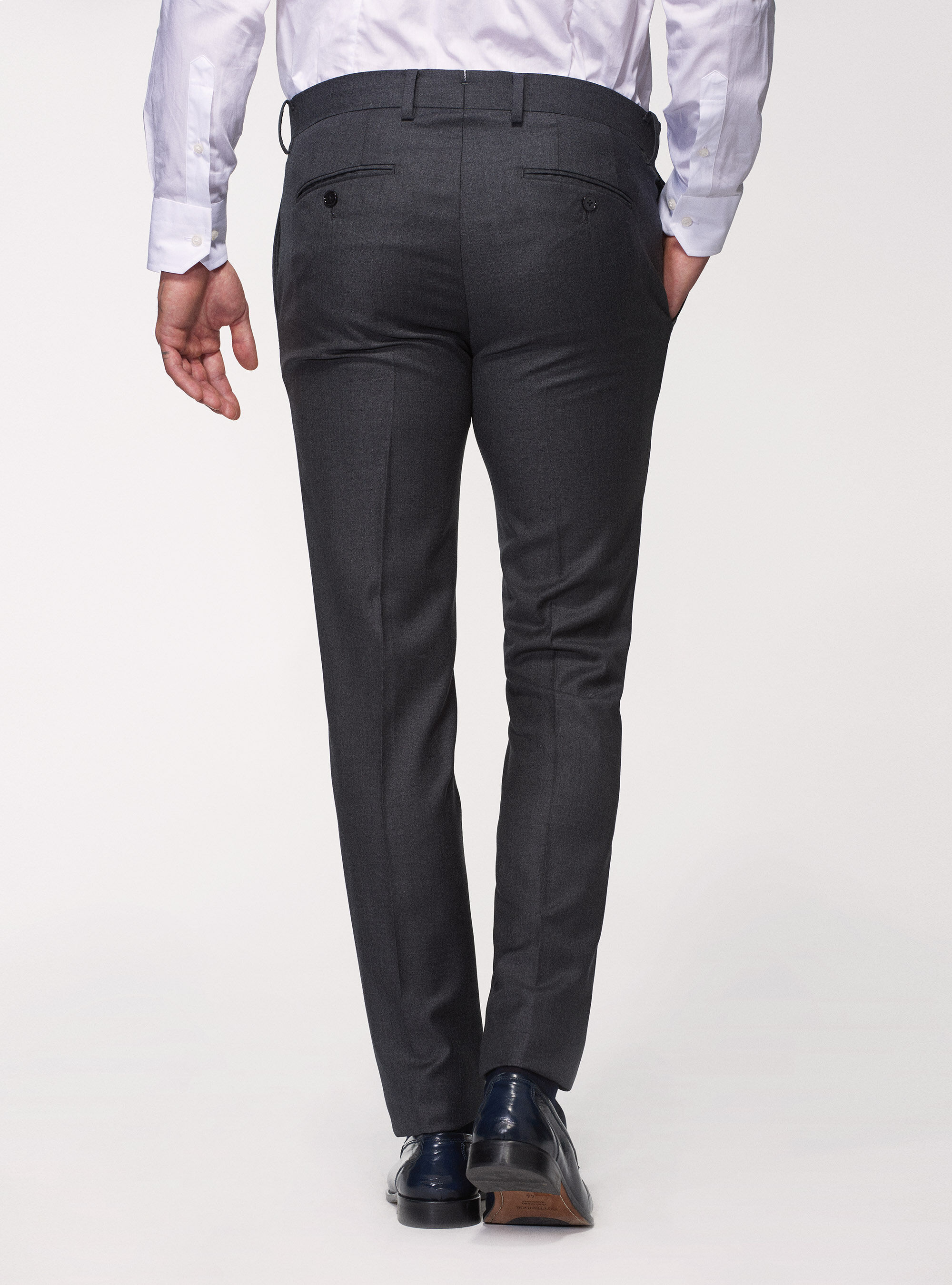 Suit trousers in pure superfine wool 110's Vitale Barberis Canonico, ASPHALT GREY