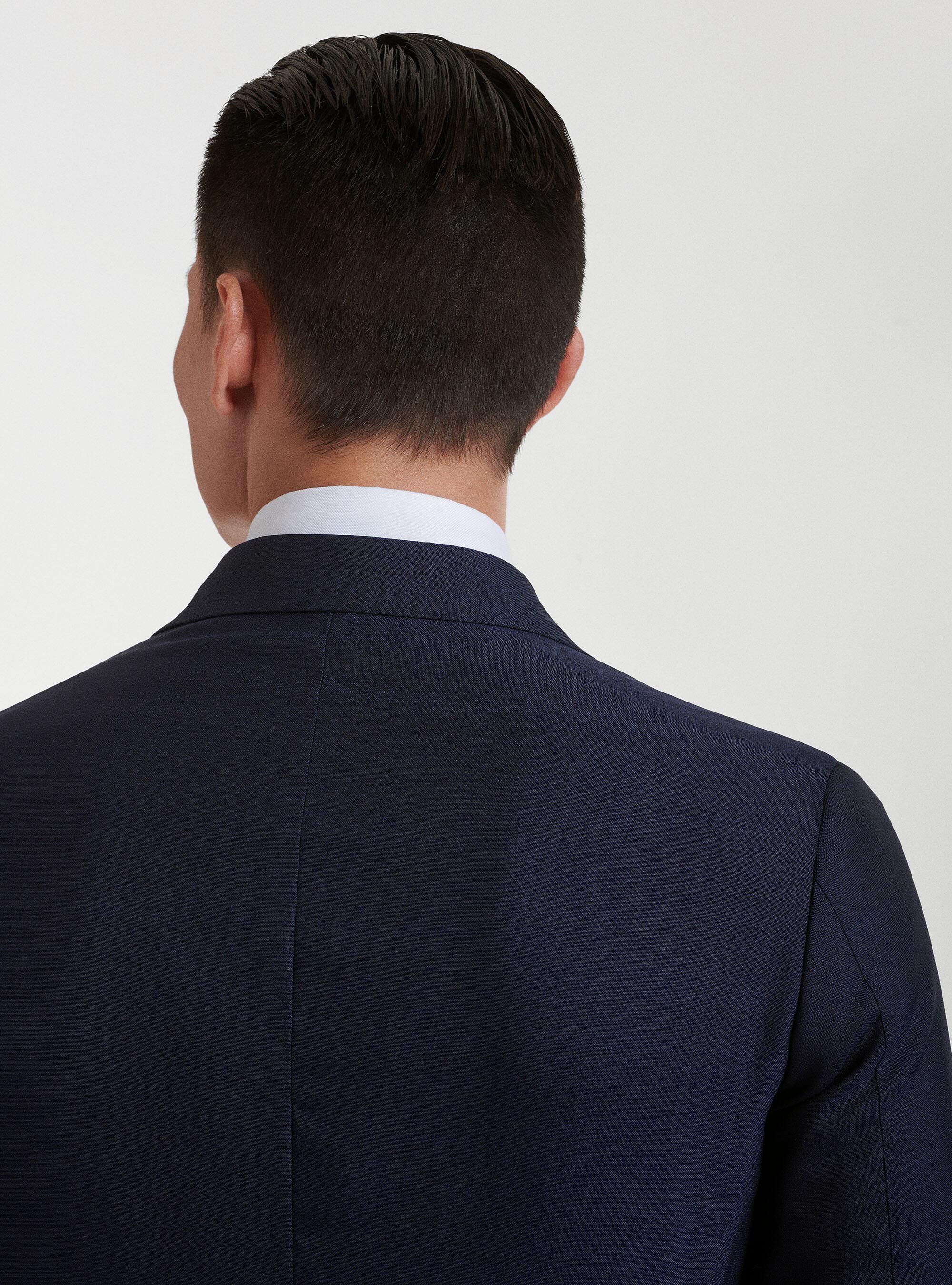 Double-breasted blazer with metal buttons in pure wool Vitale Barberis Canonico, NAVY BLUE