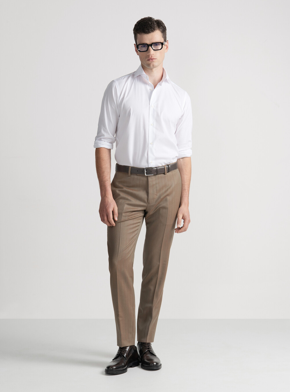 Cotton poplin stretch shirt, WHITE Cotton poplin stretch shirt