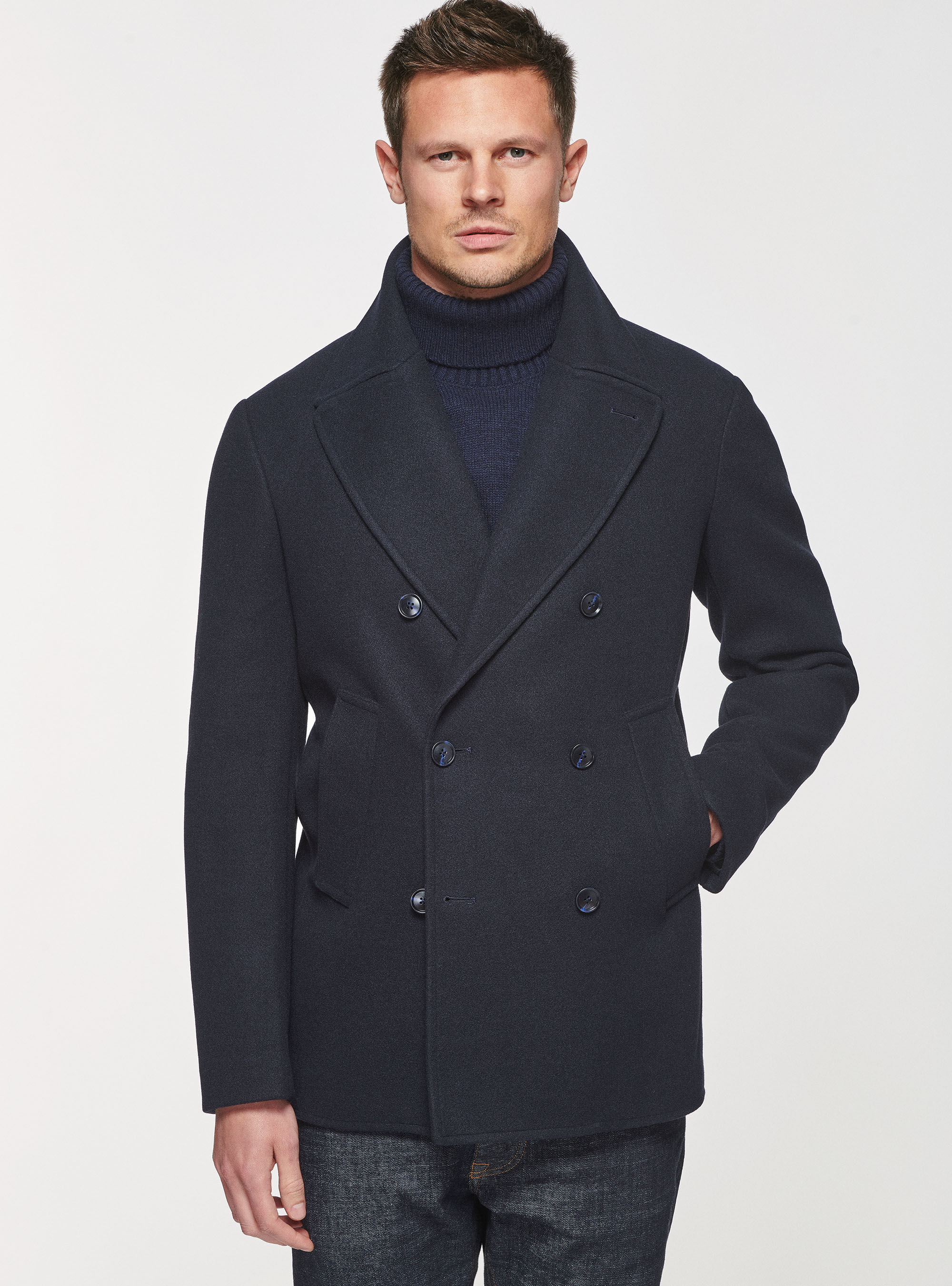 Double breasted discount peacoat men