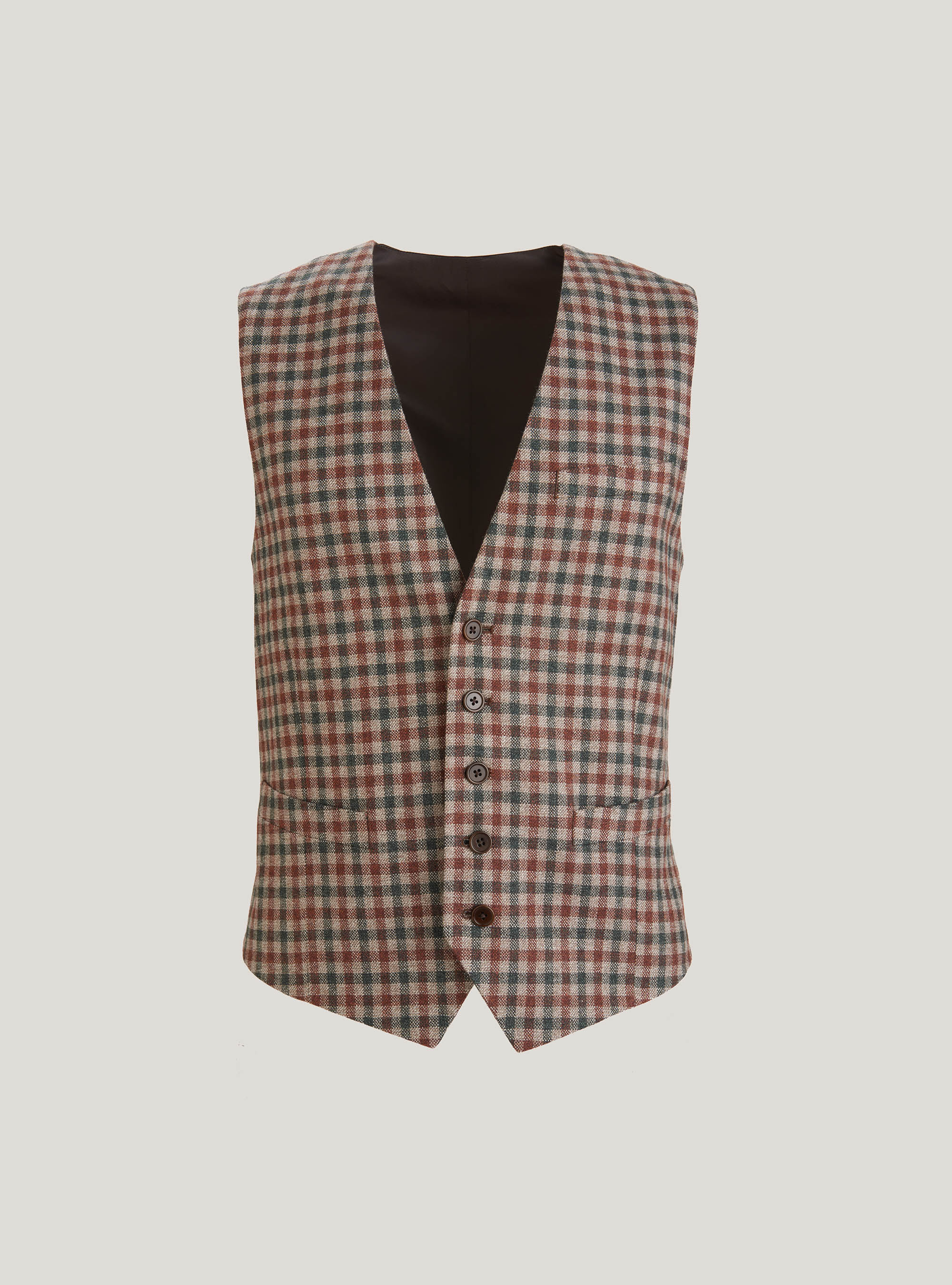 Wool Silk Linen Check Vest