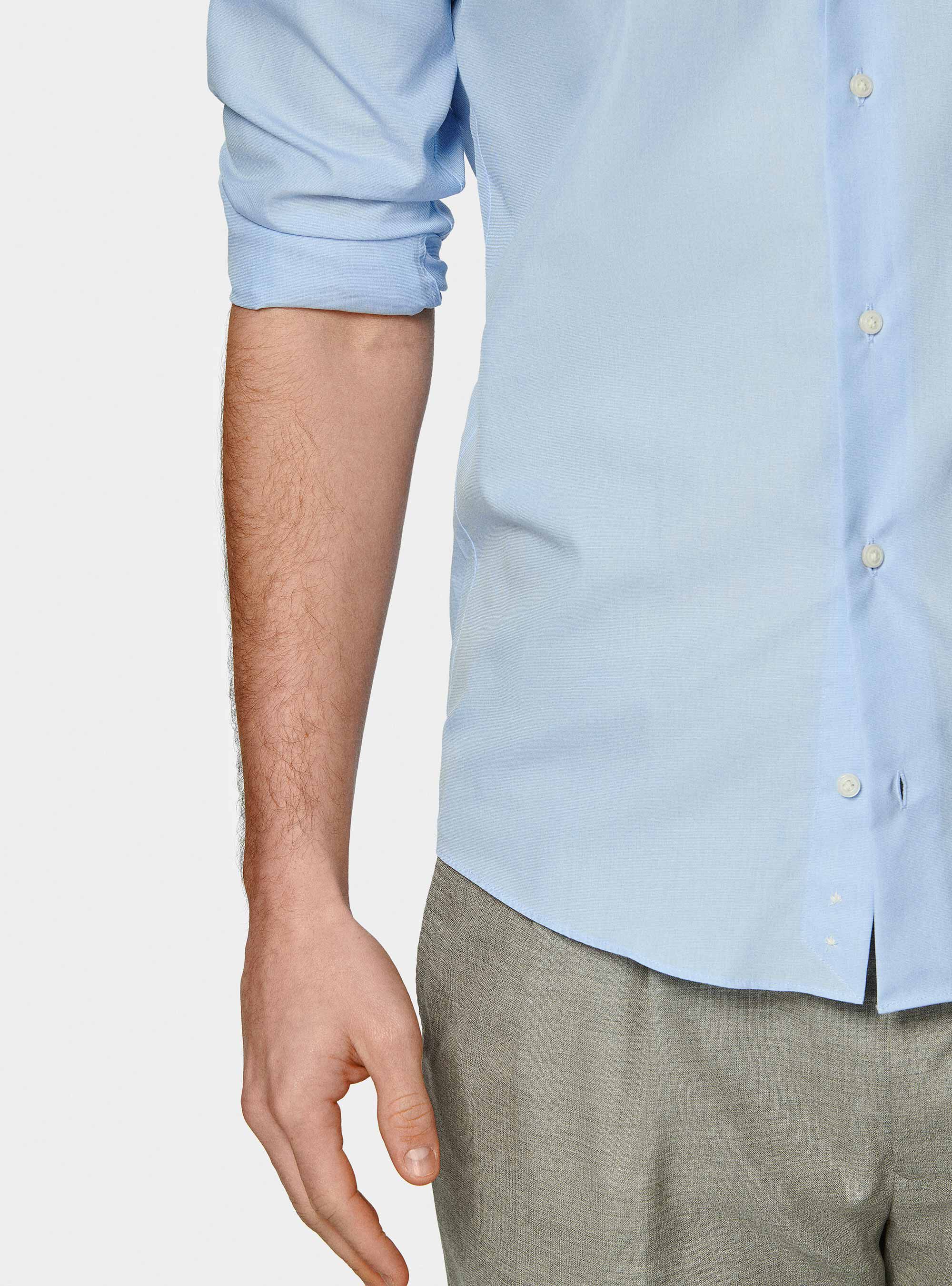 Camicia in fil a fil di cotone, AZZURRO