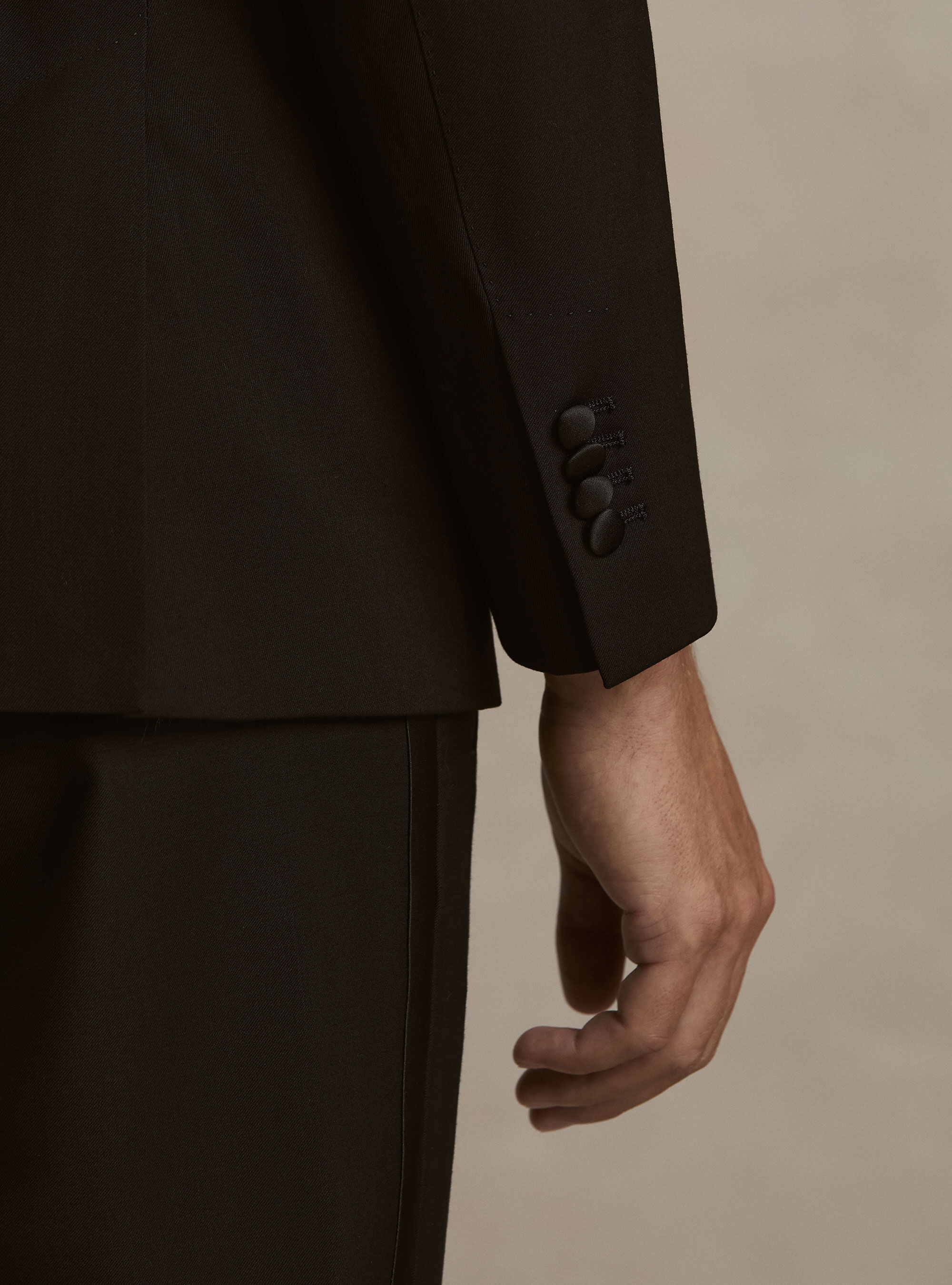 Double-breasted tuxedo blazer, BLACK