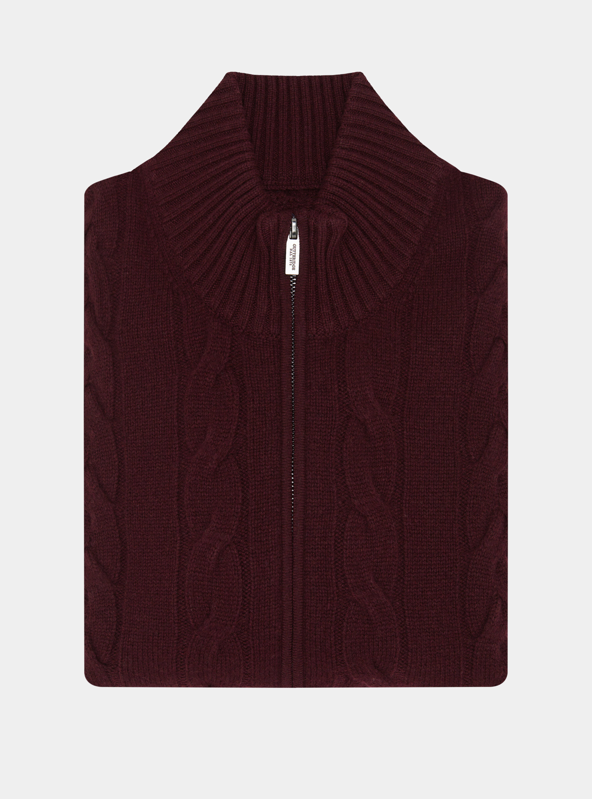 Cardigan in maglia a treccia in lana e cashmere, BORDEAUX