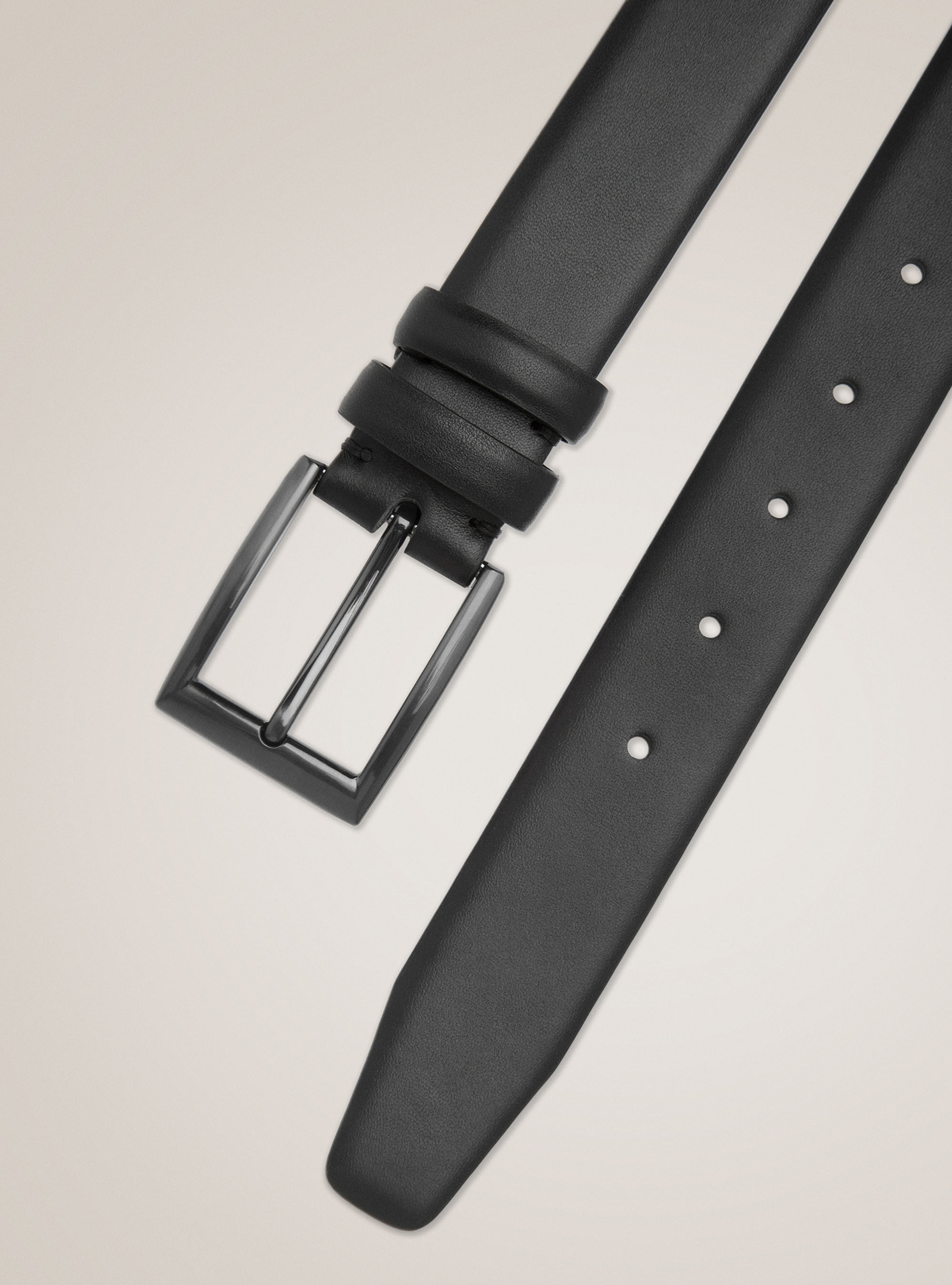 Solid color leather belt, BLACK