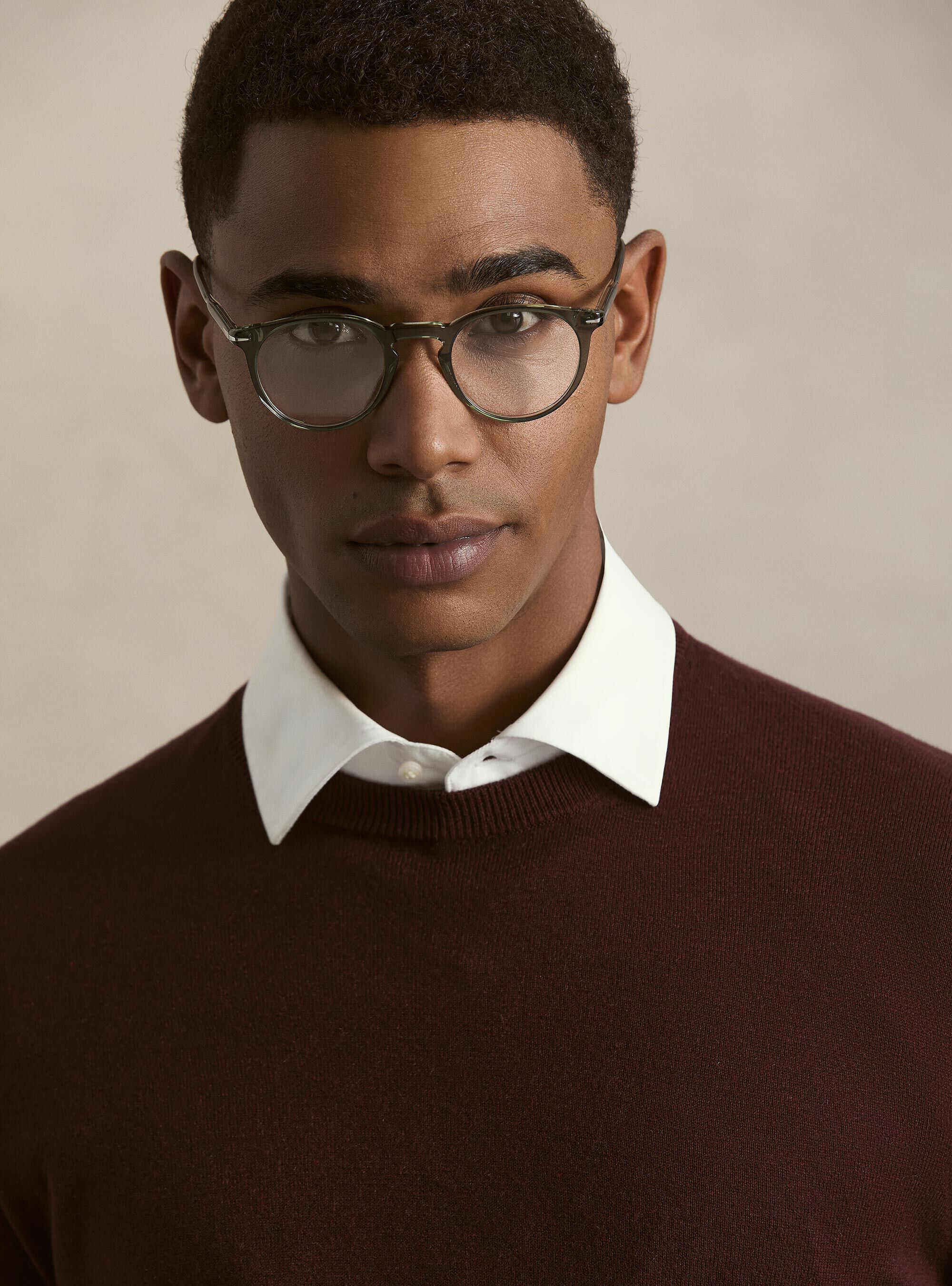 Maglia girocollo in cotone seta e cashmere, BORDEAUX