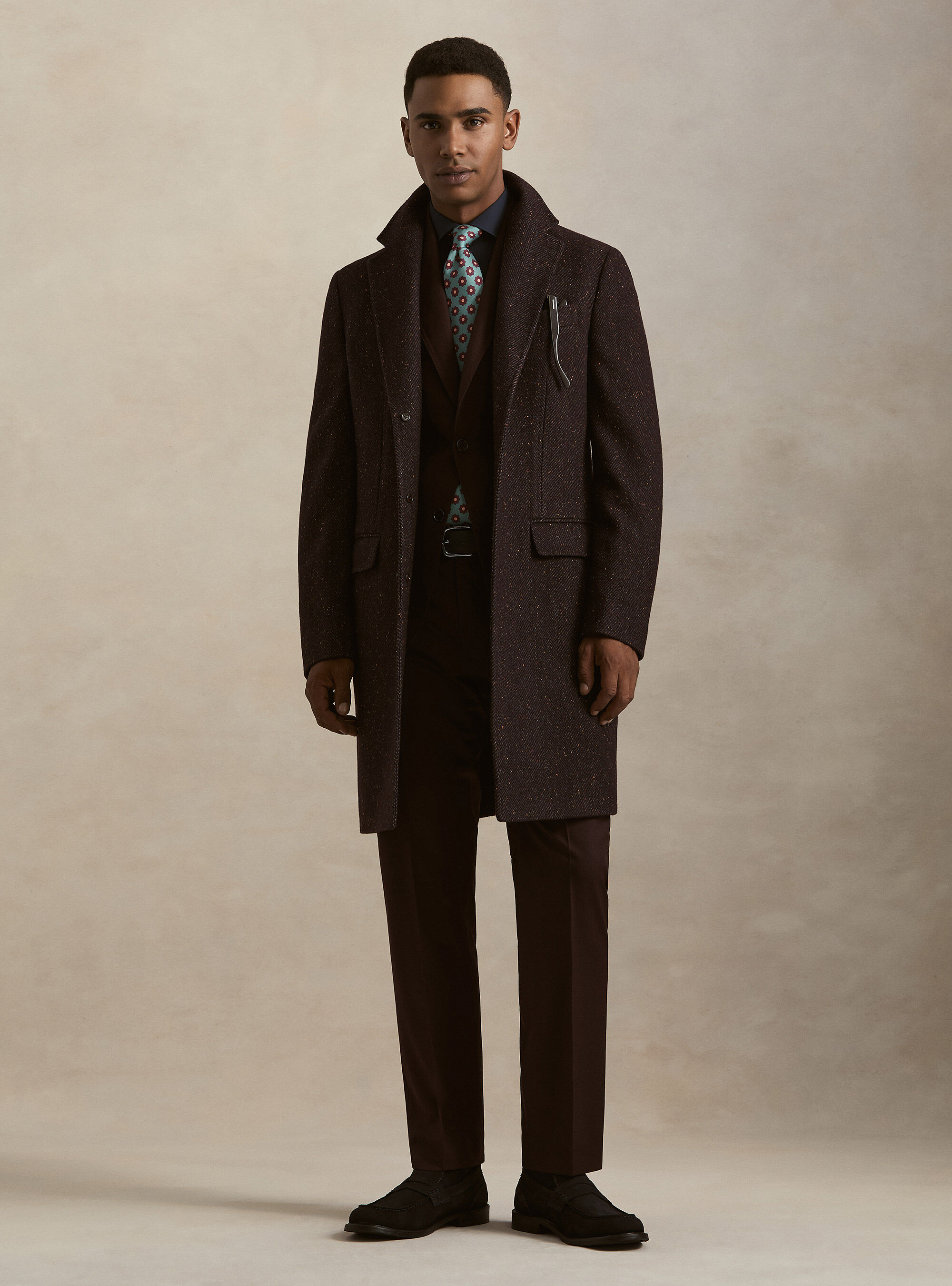 Wool-blend boutonn&eacute; coat