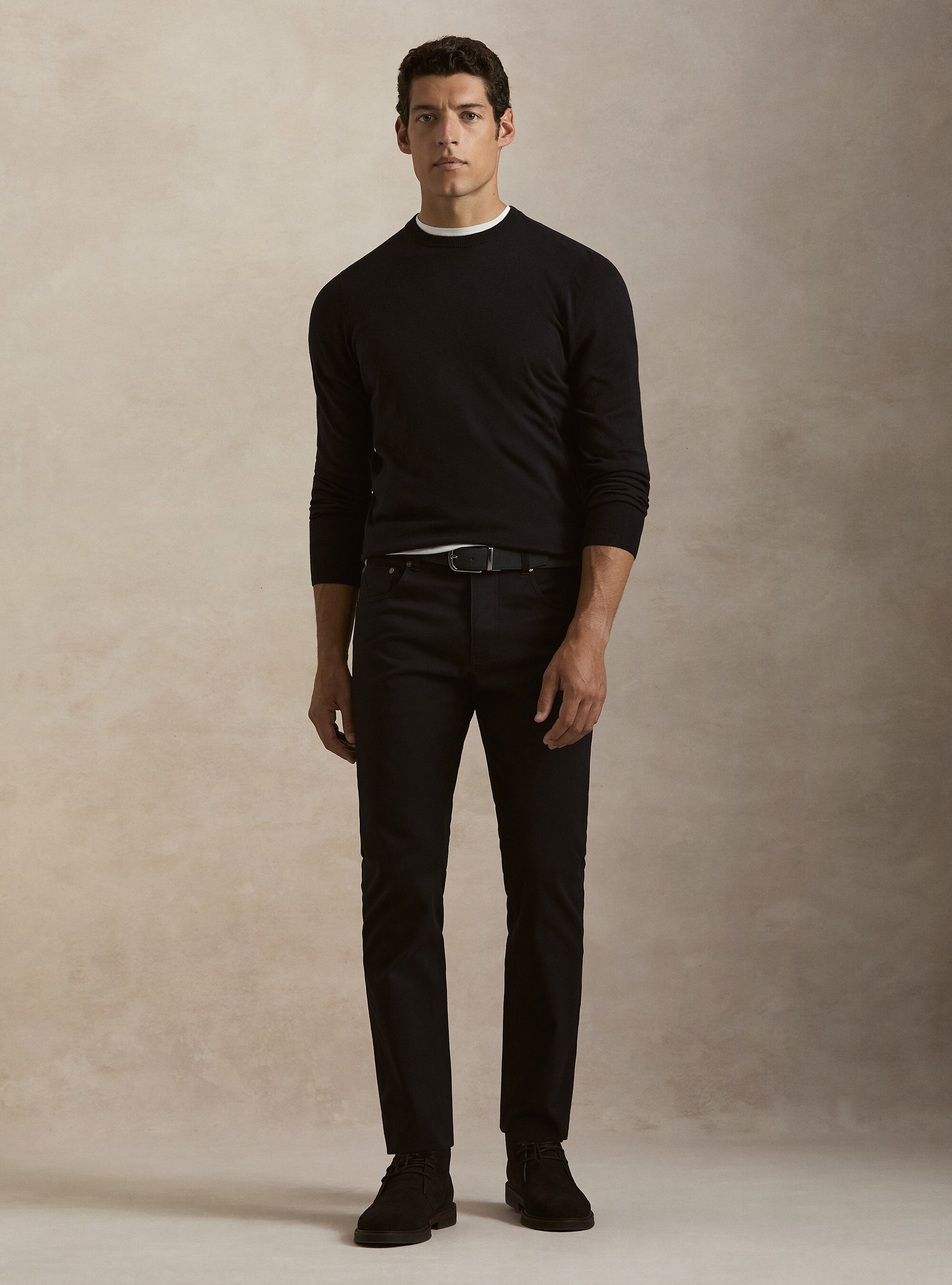 Maglia girocollo in cotone seta e cashmere