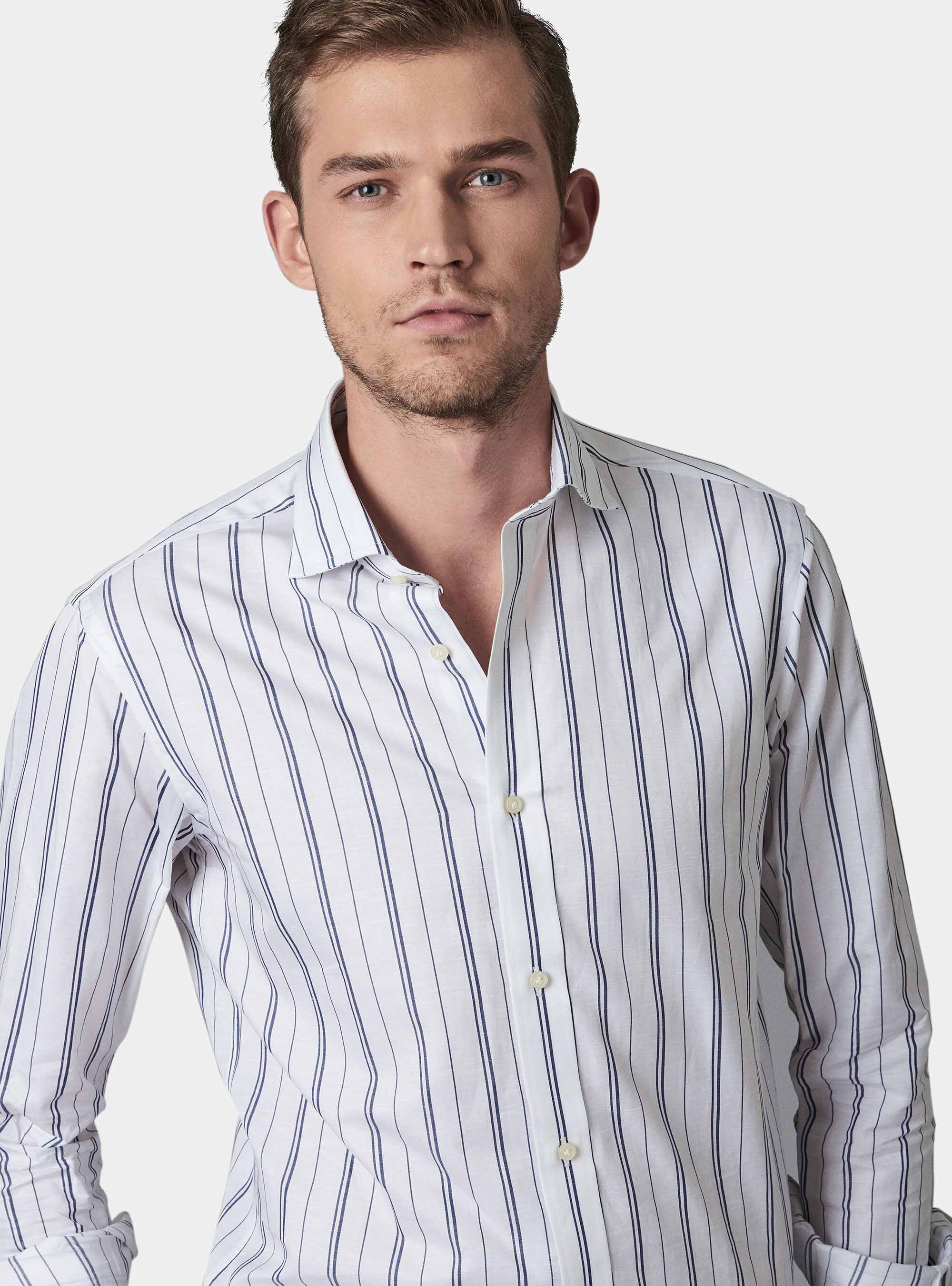 Striped cotton and linen shirt 