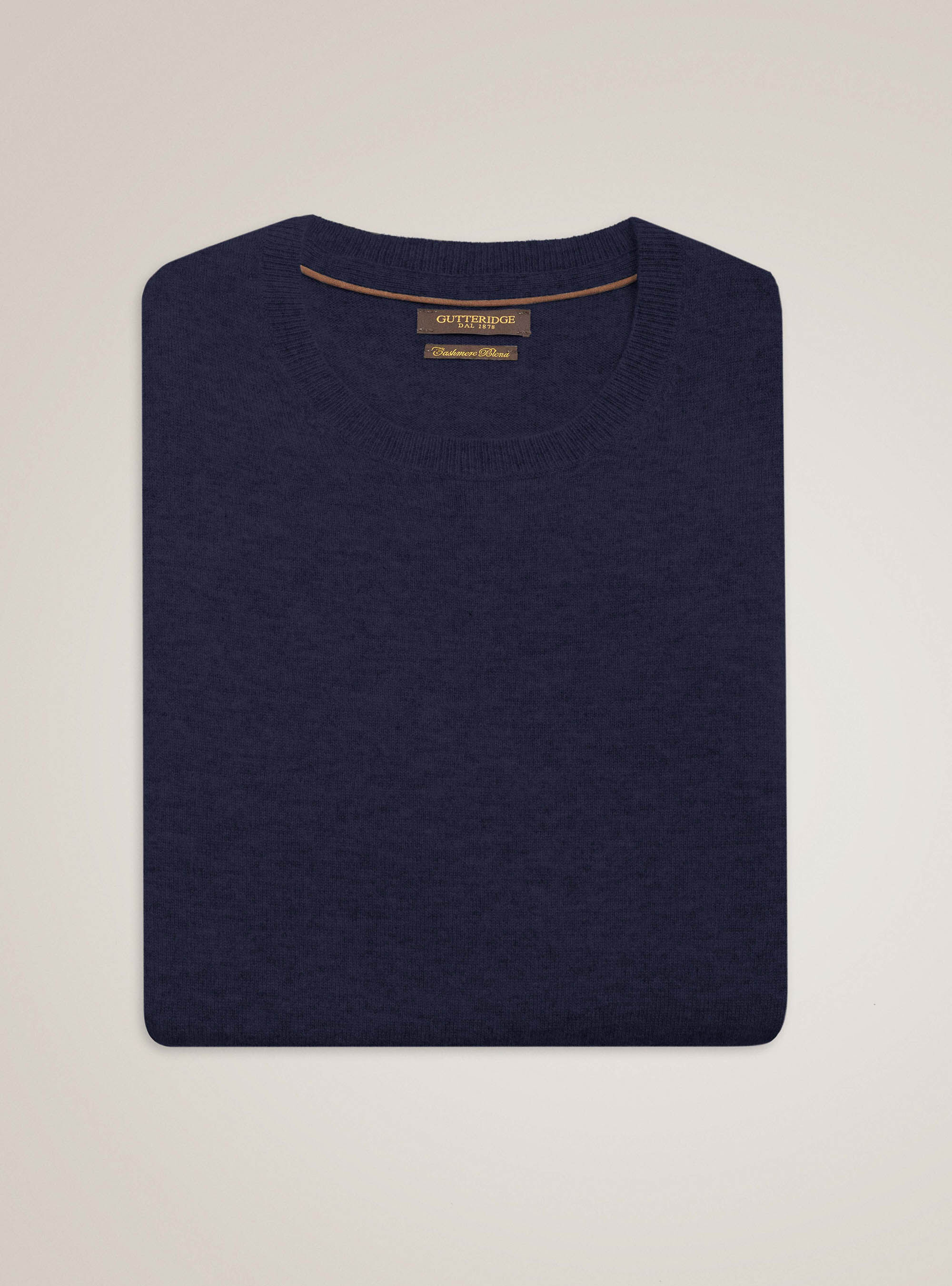 Maglia girocollo in lana lambswool e cashmere, BLU NAVY