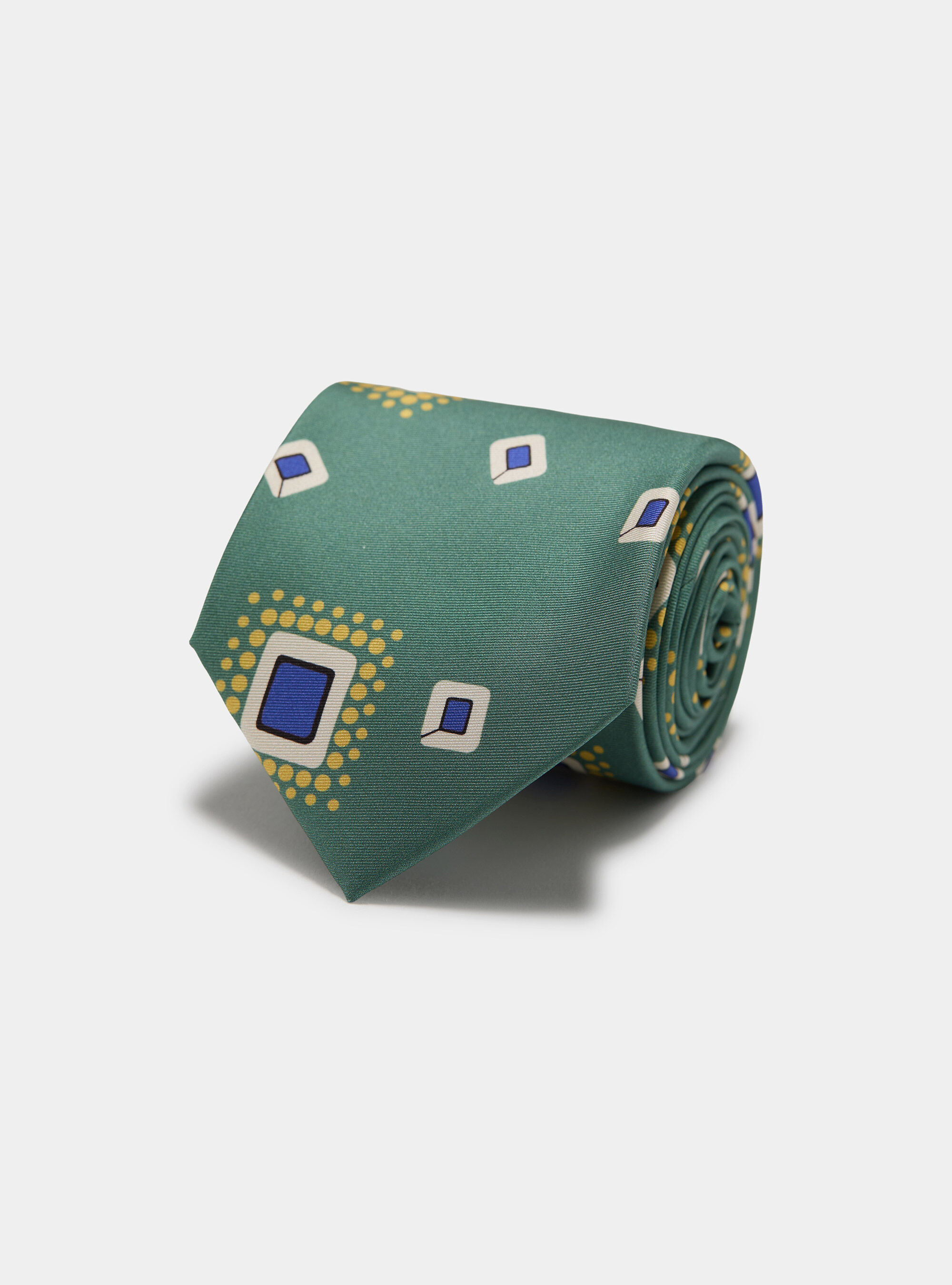 Silk twill tie with geometric print