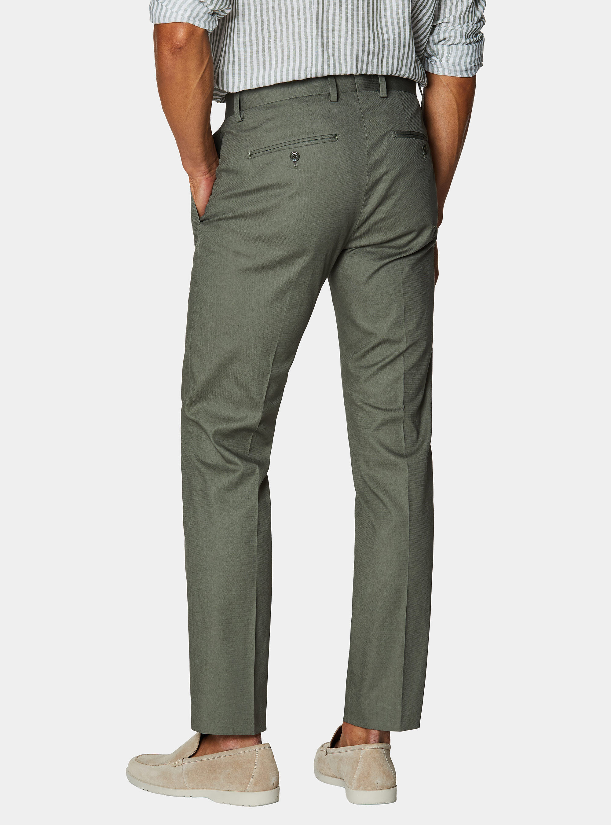 Pantaloni abito in cotone, SALVIA 0602C