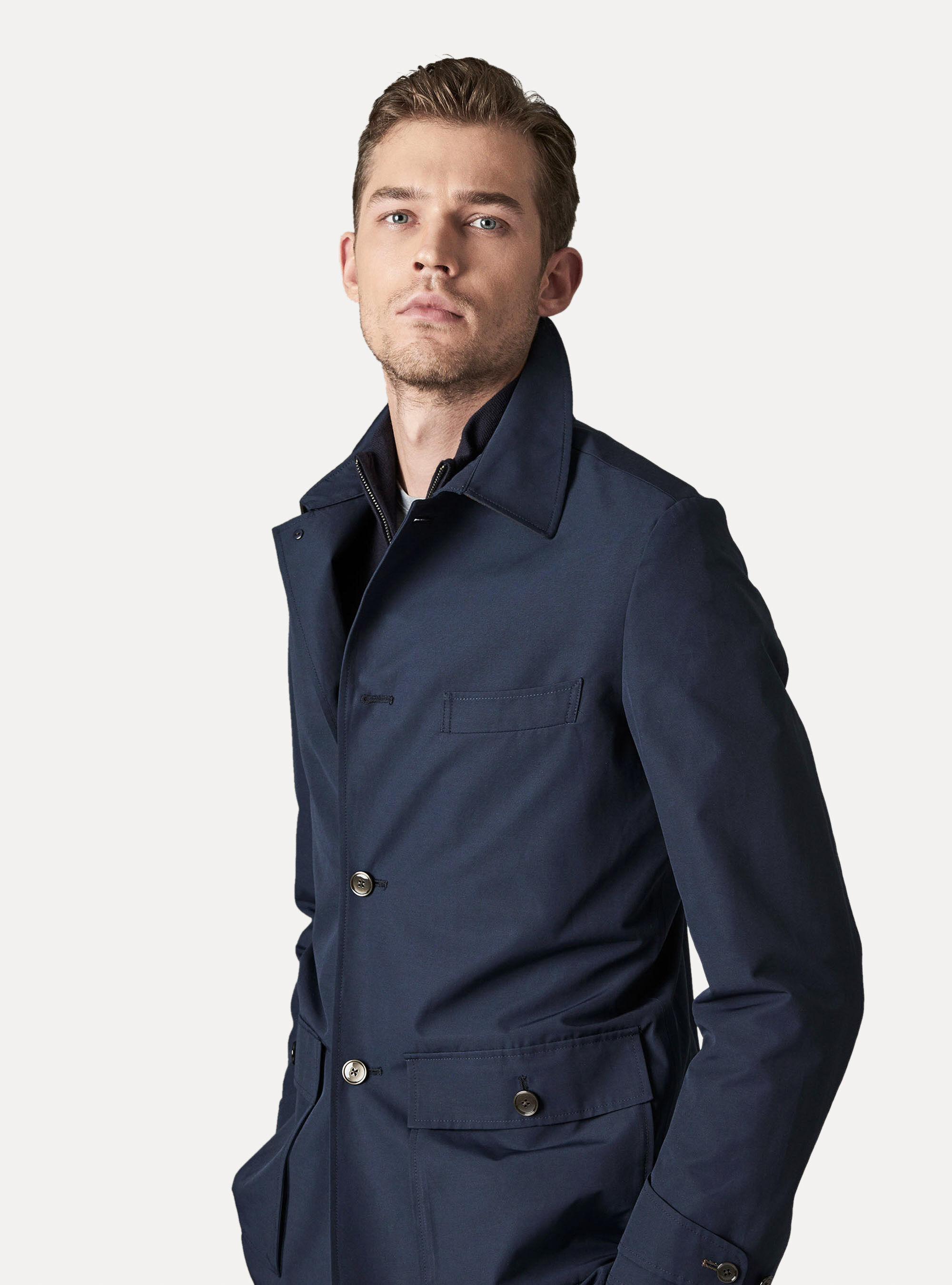  Technical cotton jacket, NAVY BLUE