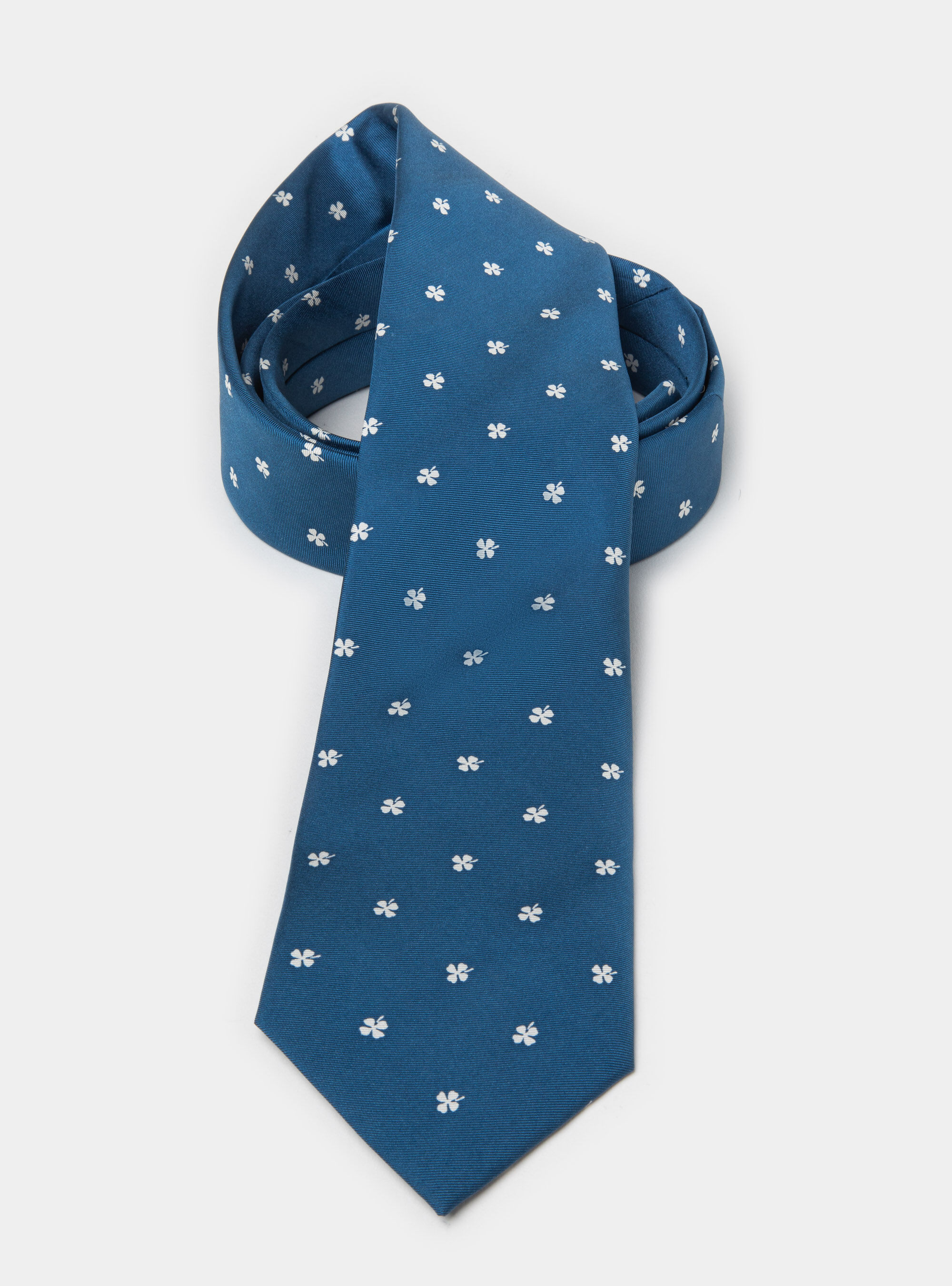 Cloverleaf print silk tie, INK