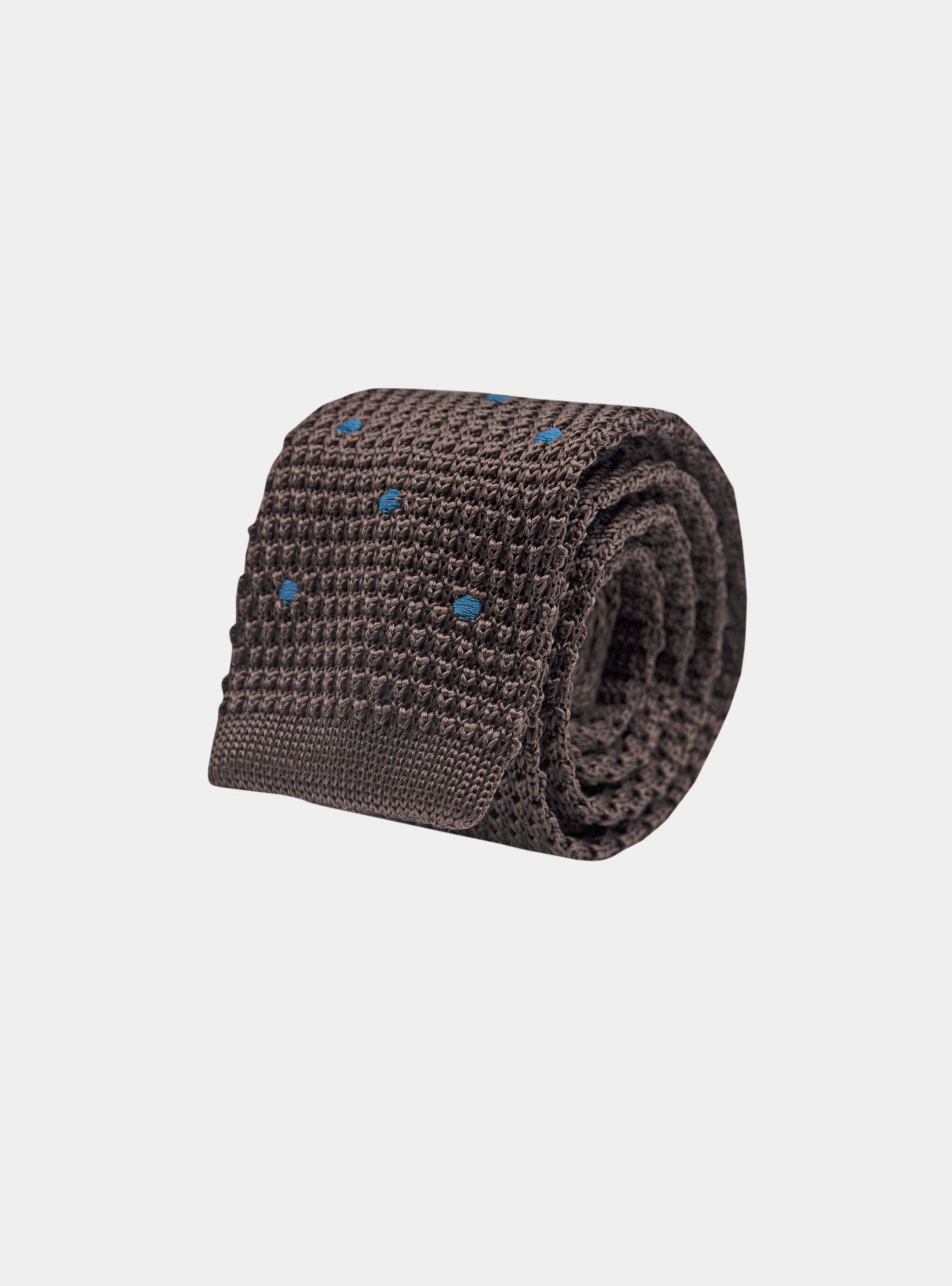 Knitted polka dot tie, BROWN