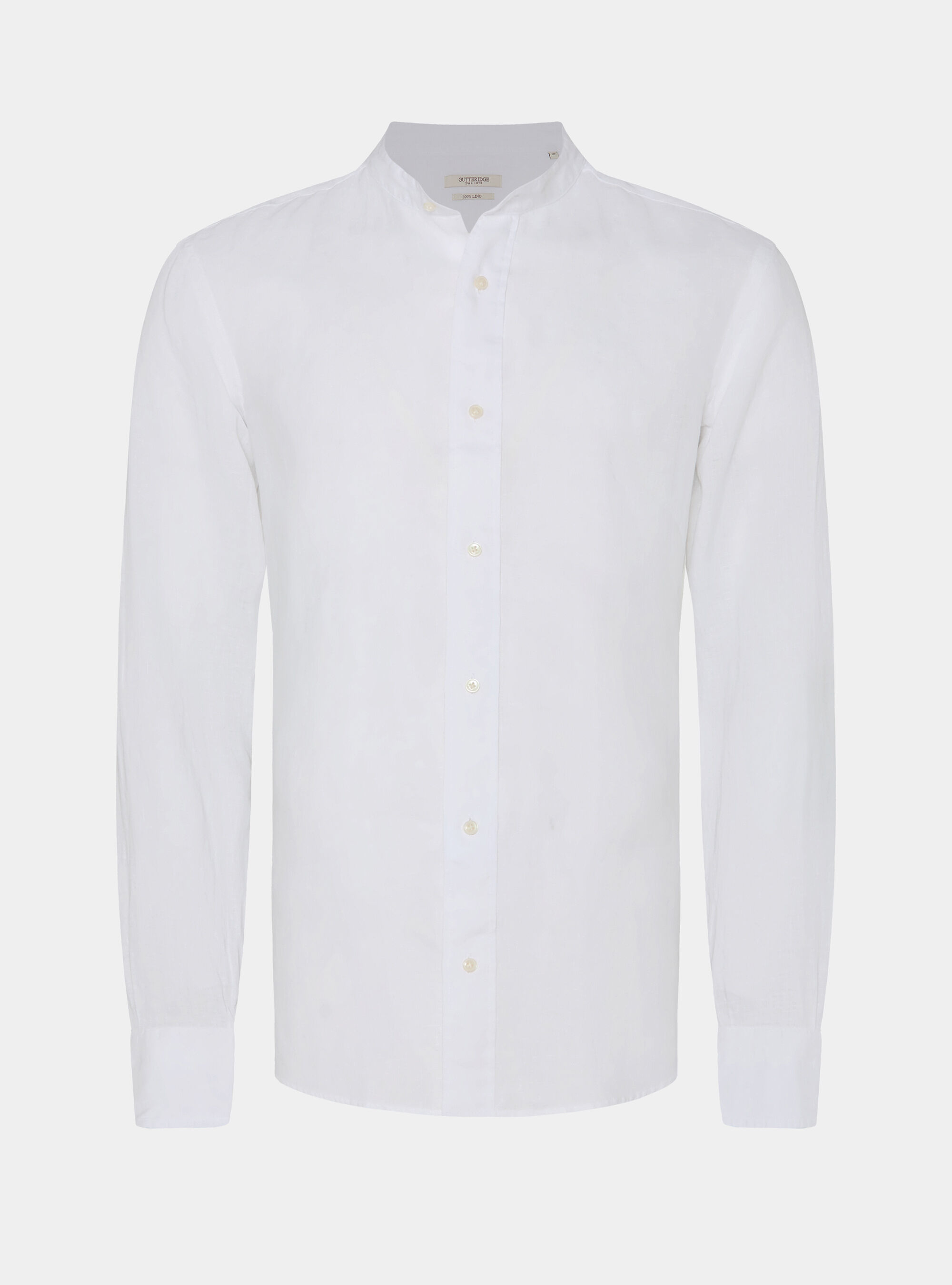 Camicia coreana in puro lino, BIANCO
