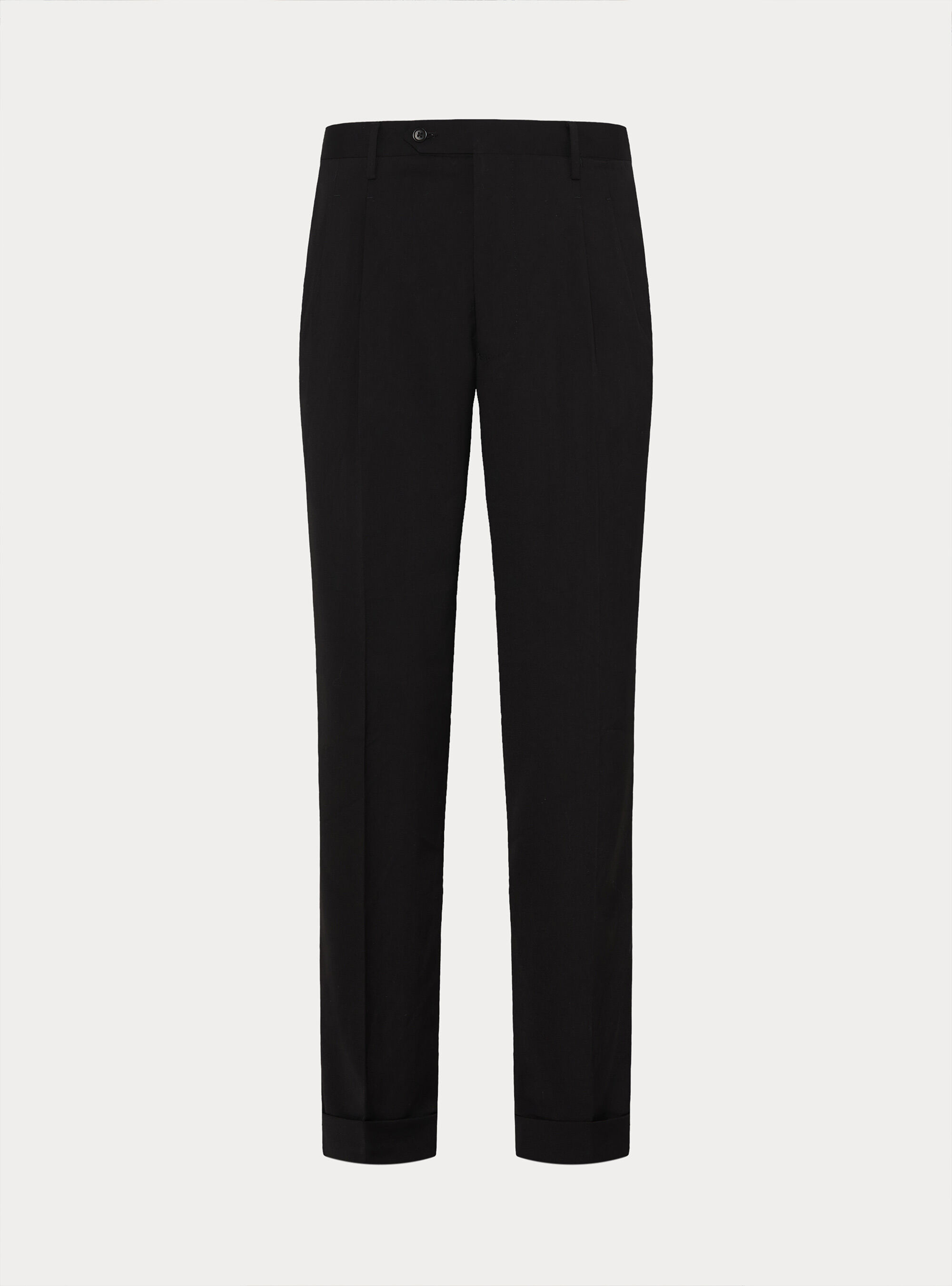 Pantaloni con pince in misto poliestere, NEGRO