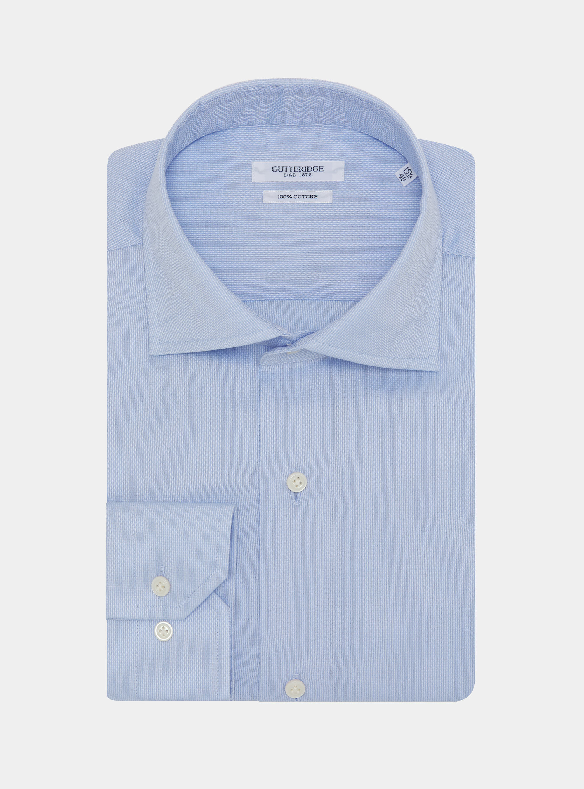Camicia in cotone operato, AZZURRO