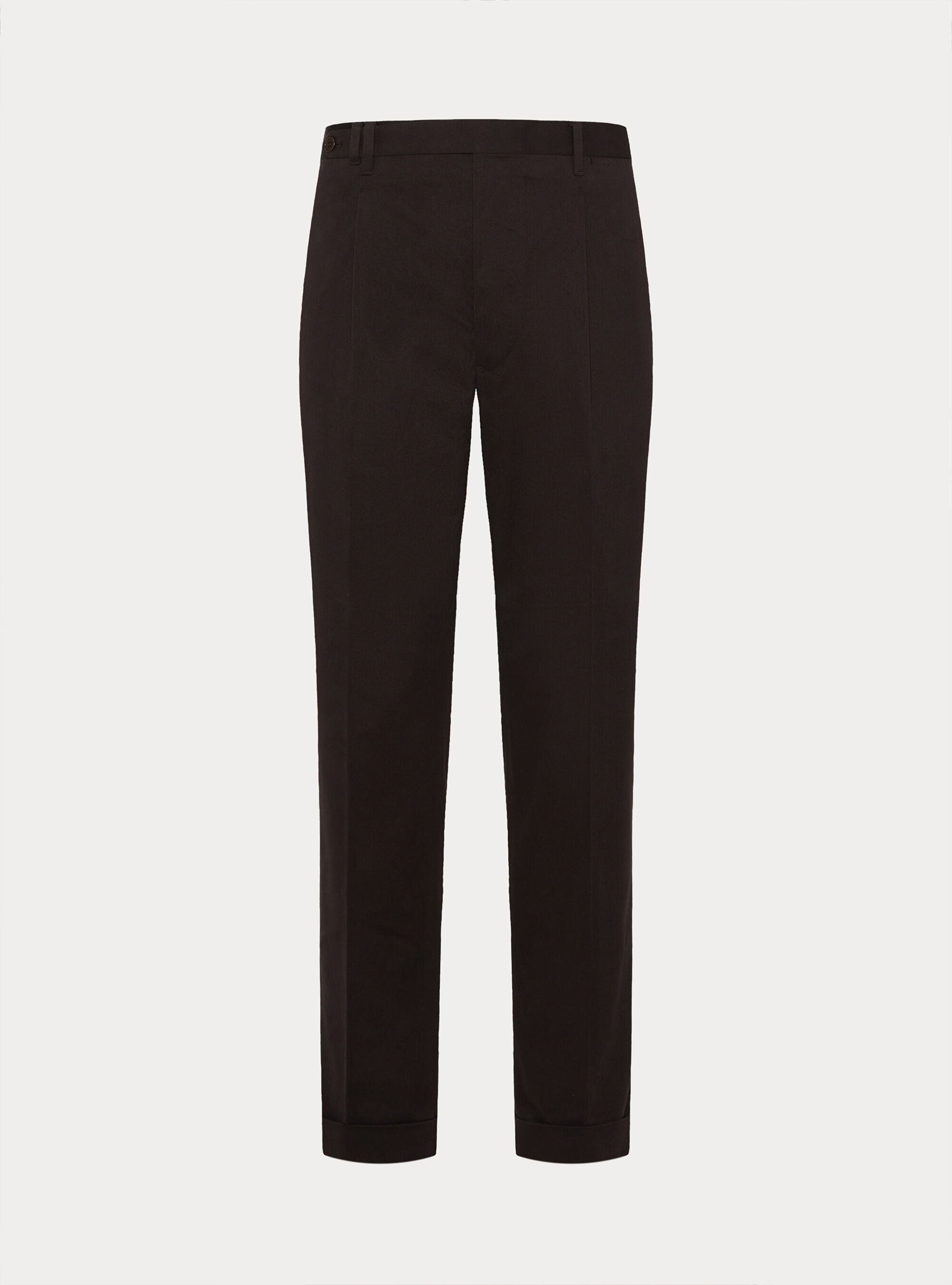 Cotton and cashmere twill pleated trousers, BROWN