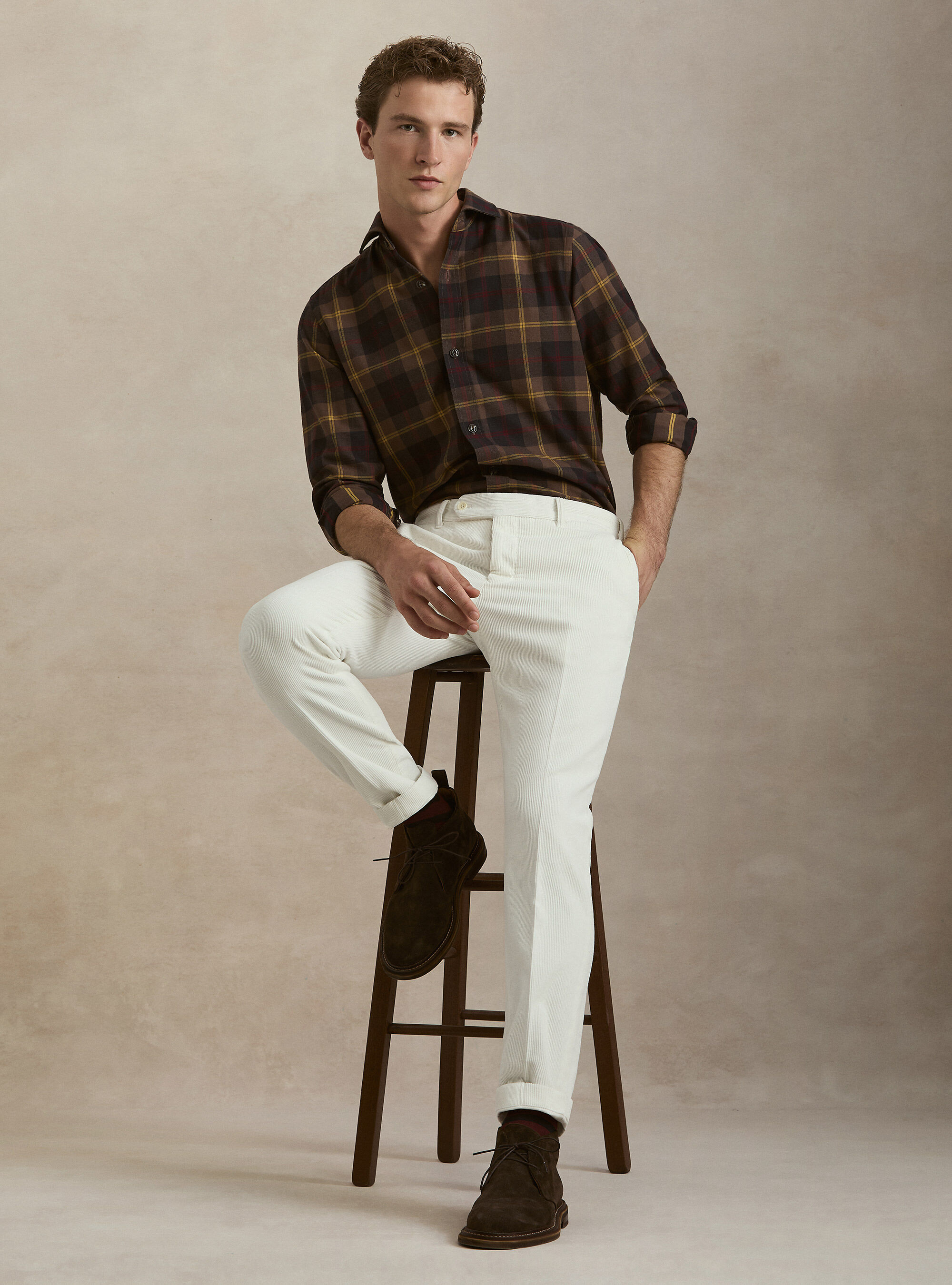 Pantaloni in velluto, BIANCO