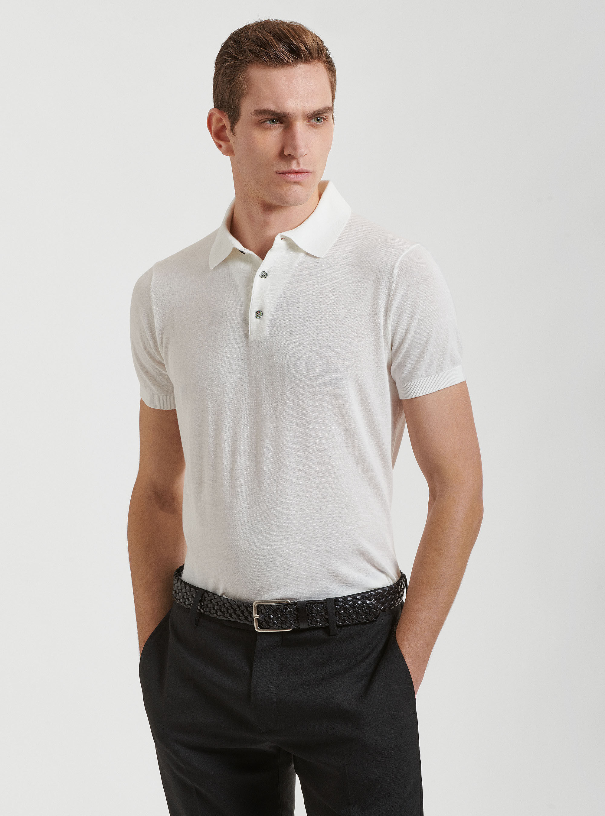 Cotton knit polo shirts online