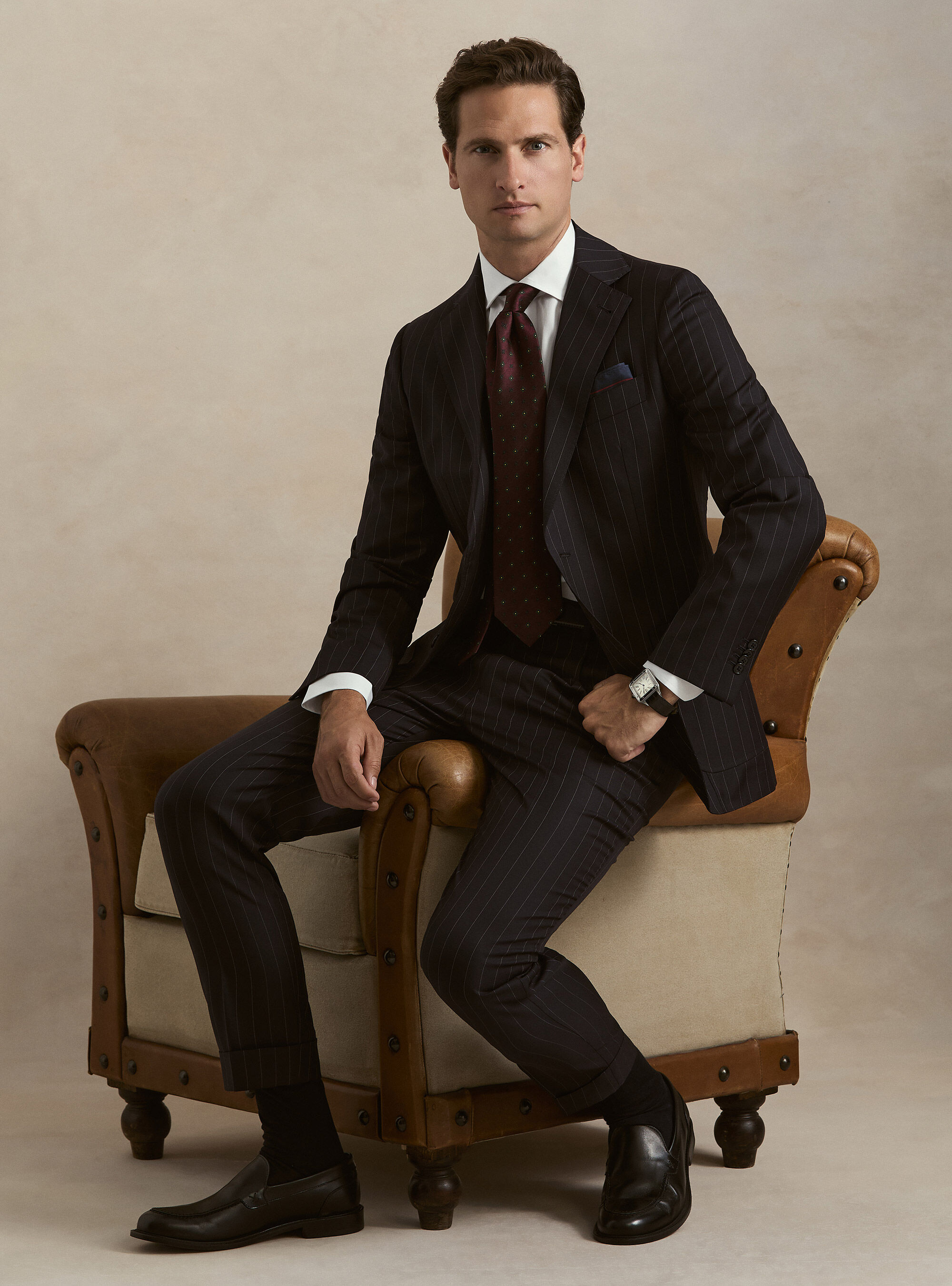 Giacca abito gessato in pura lana Vitale Barberis Canonico, BLU NAVY