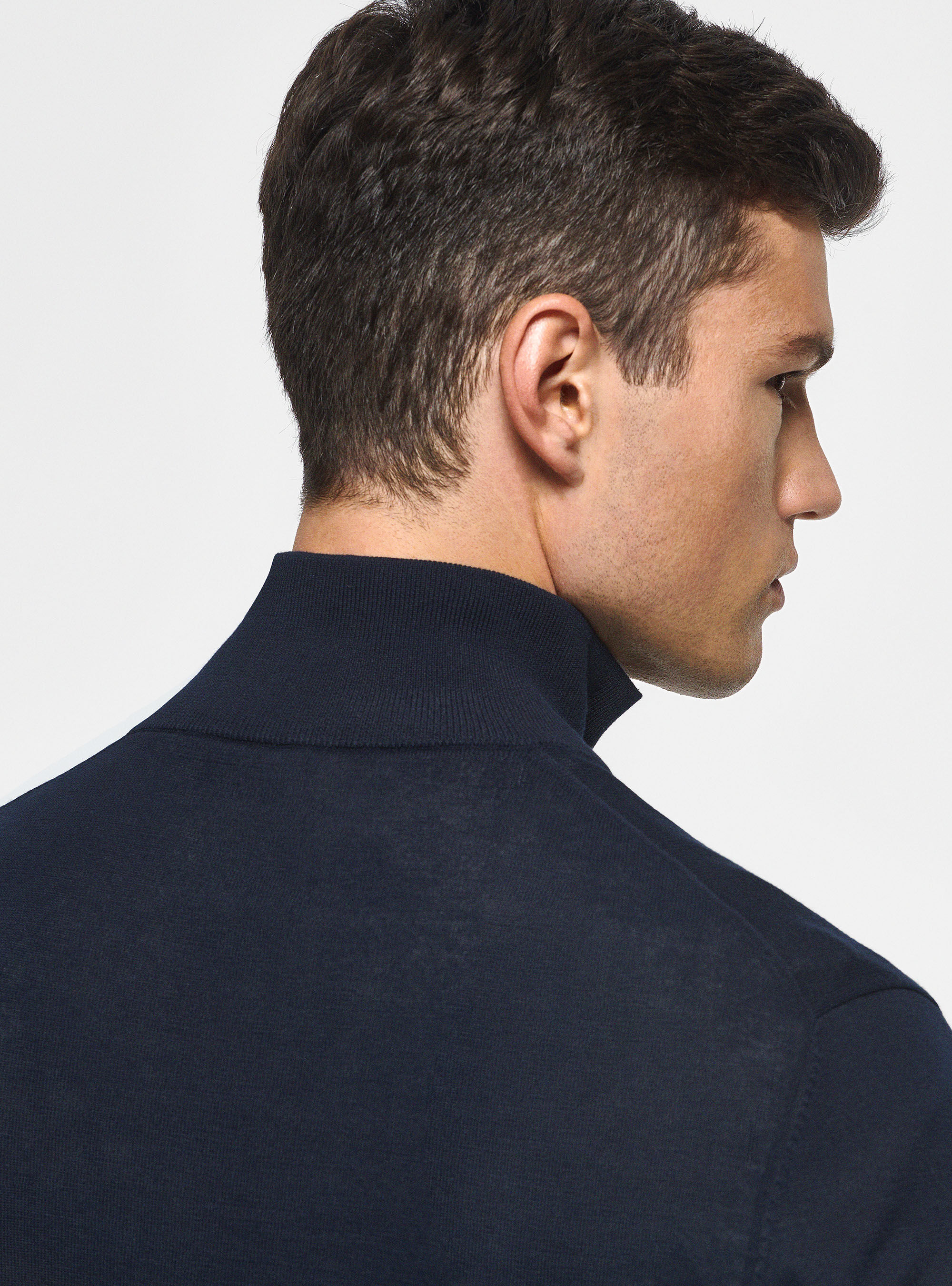 Extrafeiner Baumwoll-Jersey mit halbem Rei&szlig;verschluss, NAVY 0218C