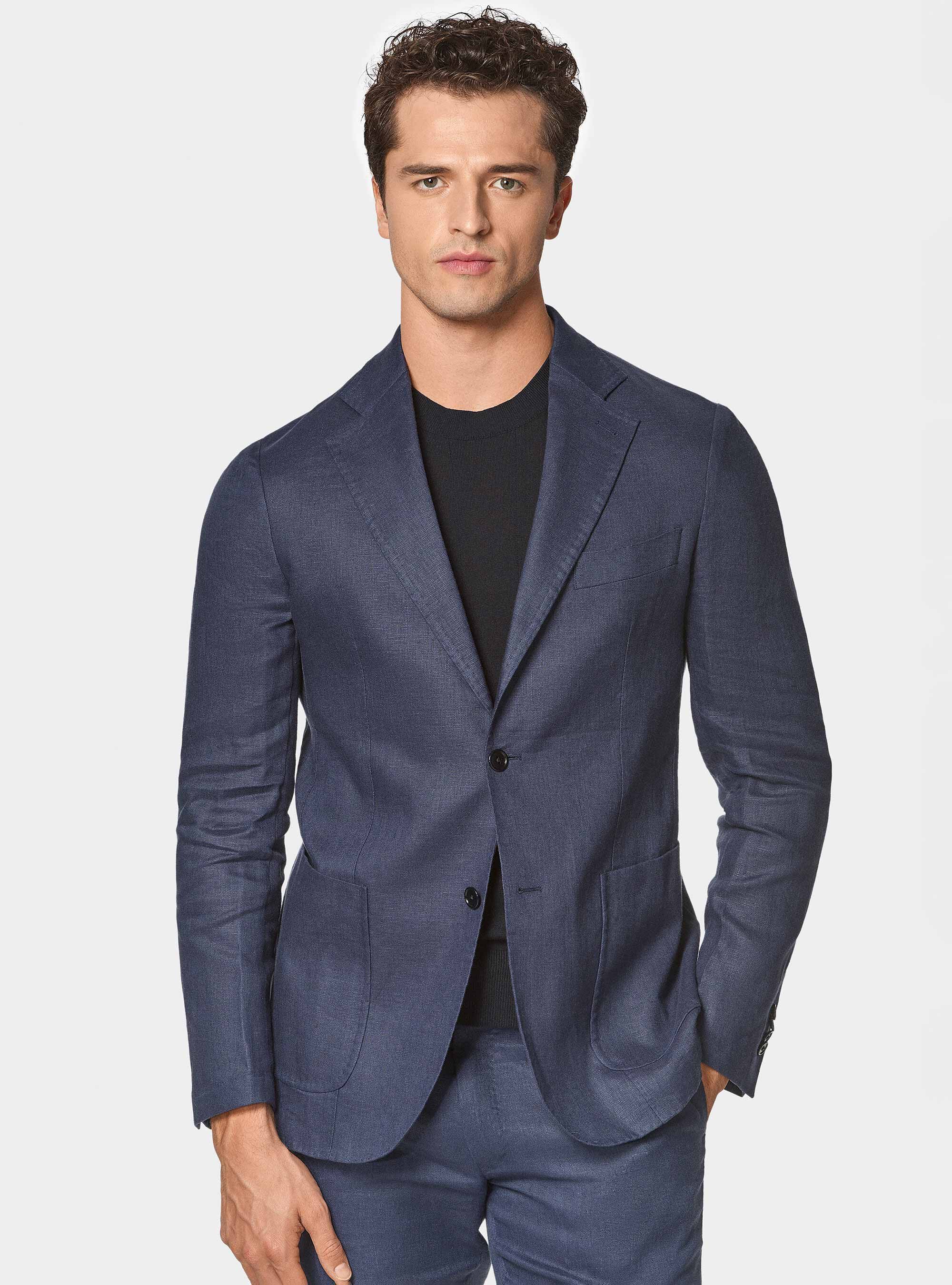 Giacca abito in puro lino, BLU