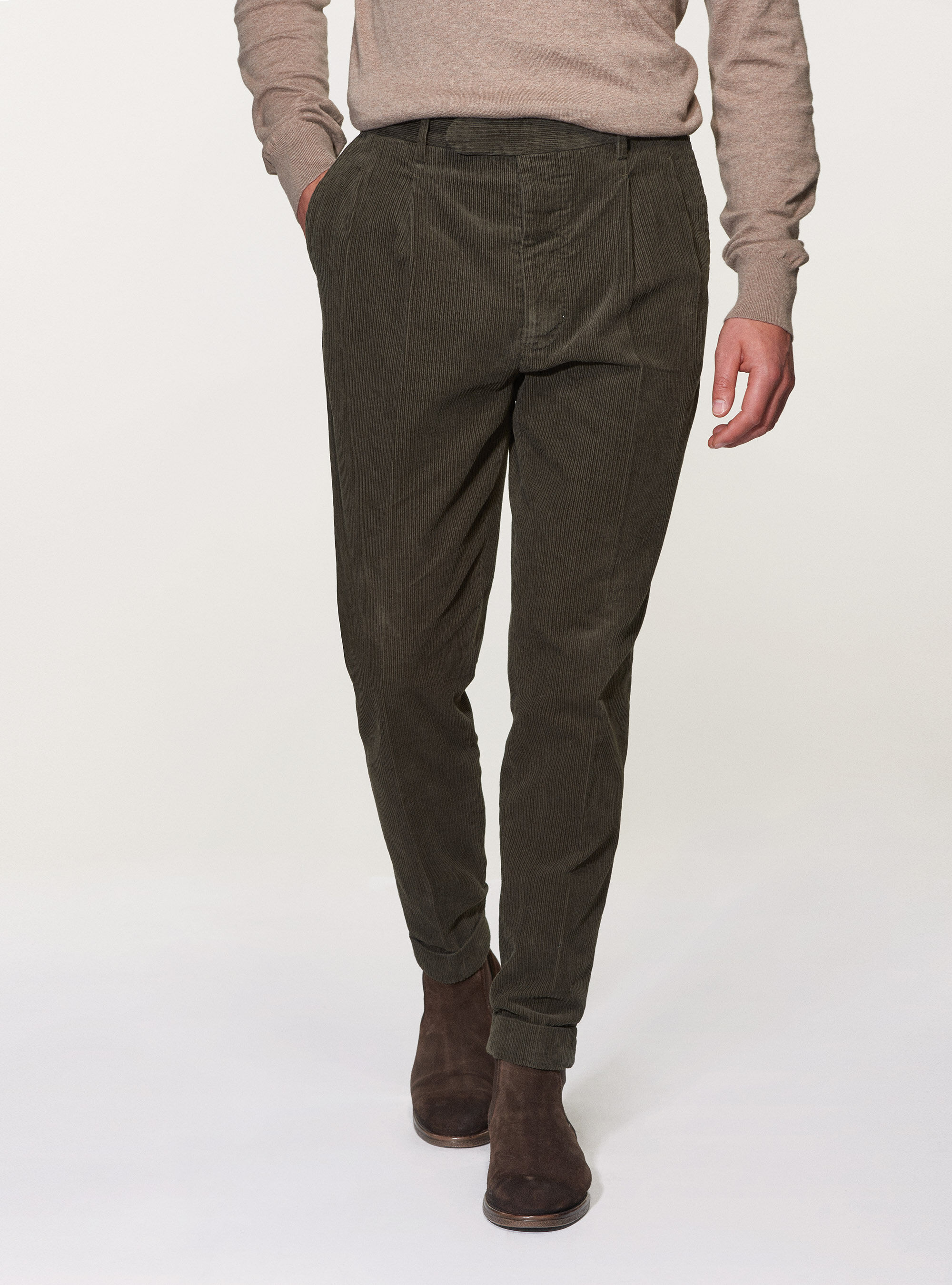 Gutteridge Uomo Abbigliamento Pantaloni e jeans Pantaloni Pantaloni in velluto Pantaloni doppia pince in velluto a coste di cotone 