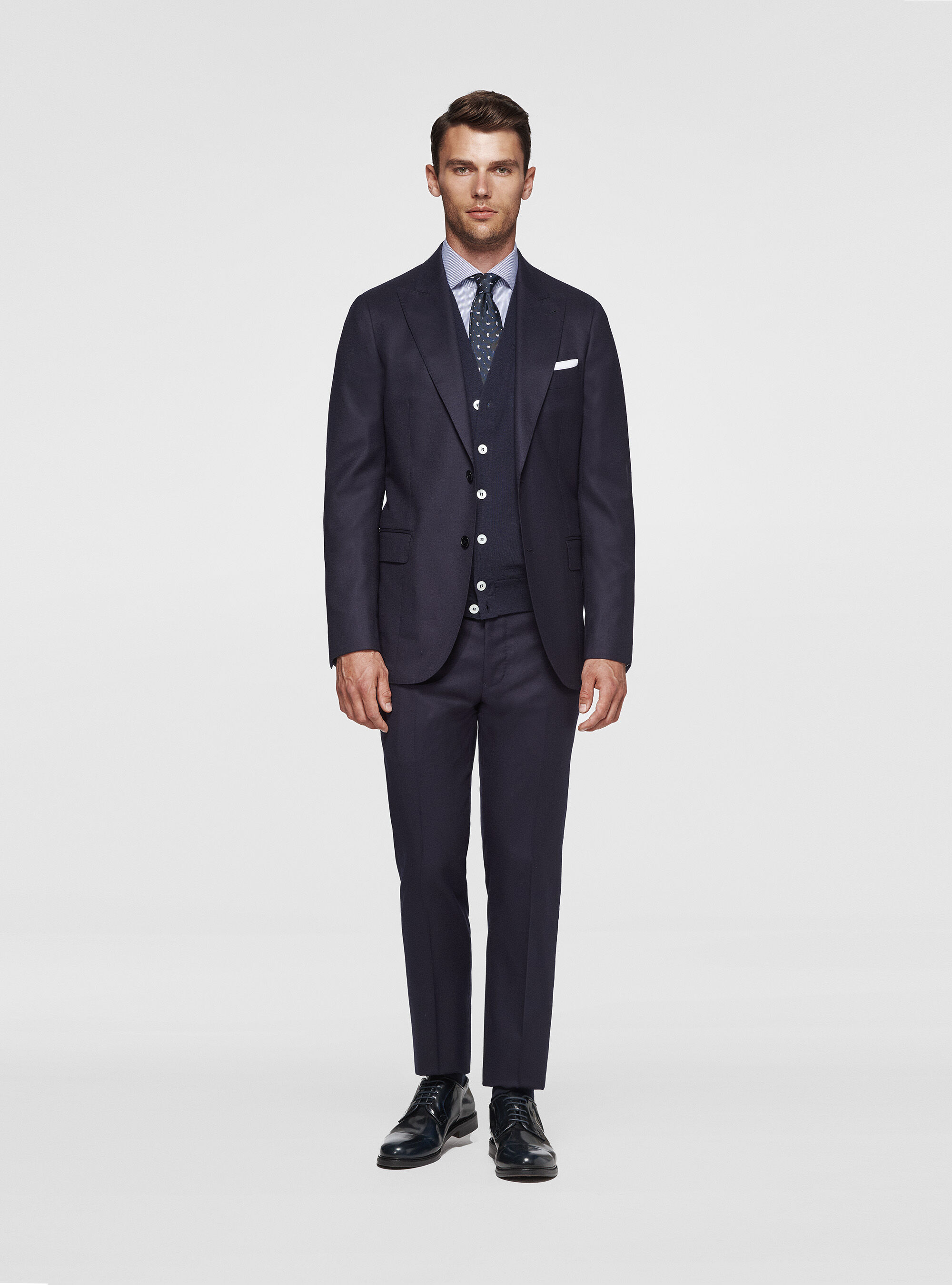 Vitale Barberis Canonico flannel trousers, NAVY BLUE