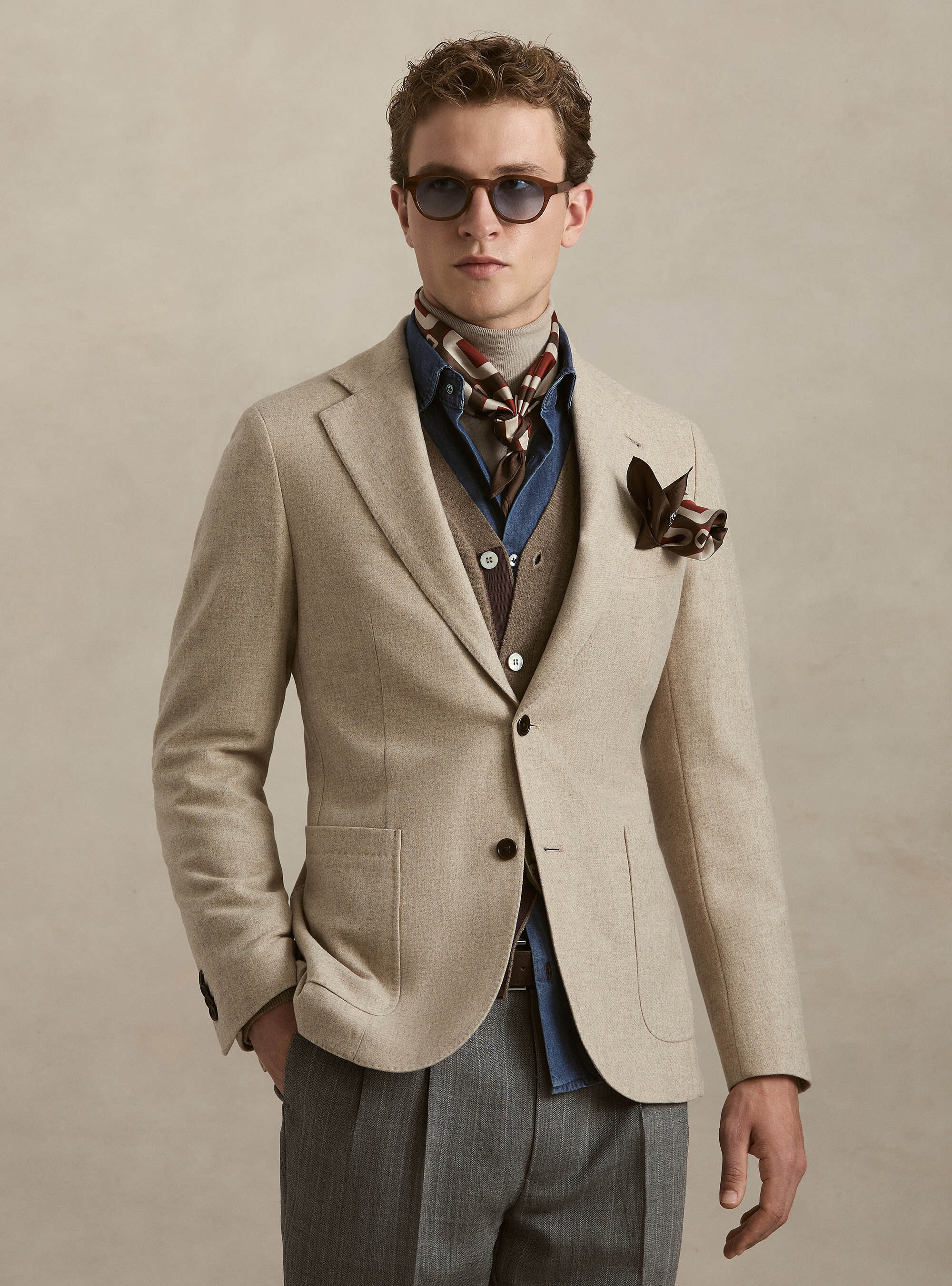 Veste droite en flanelle de laine m&eacute;lang&eacute;e
