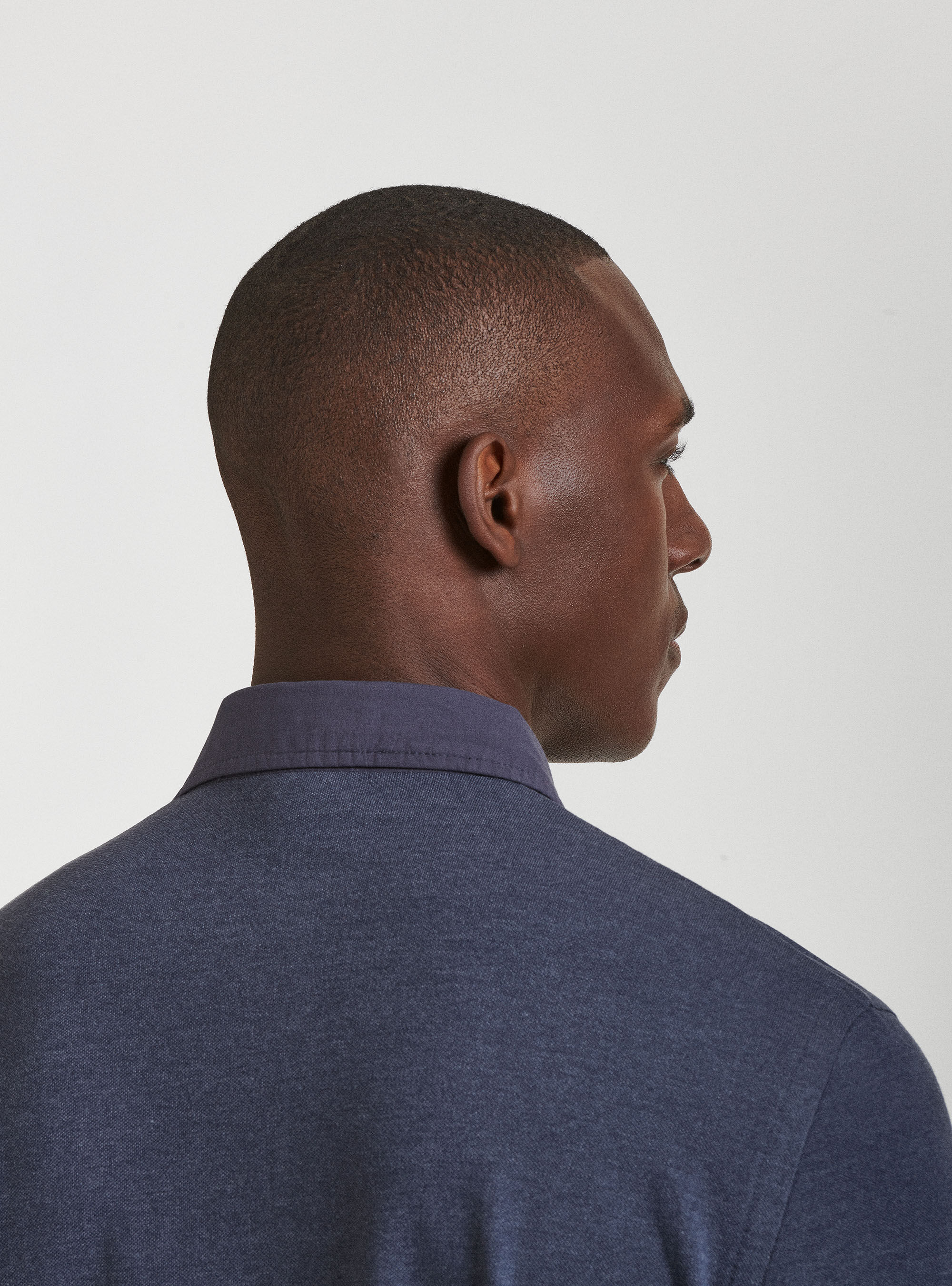 Piqu&eacute; polo shirt with shirt collar, INK