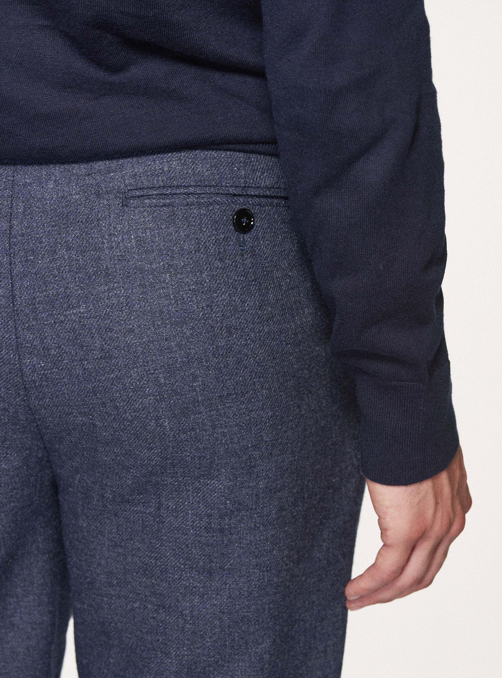 Pantalones de franela con doble pinza, AZUL MARINO