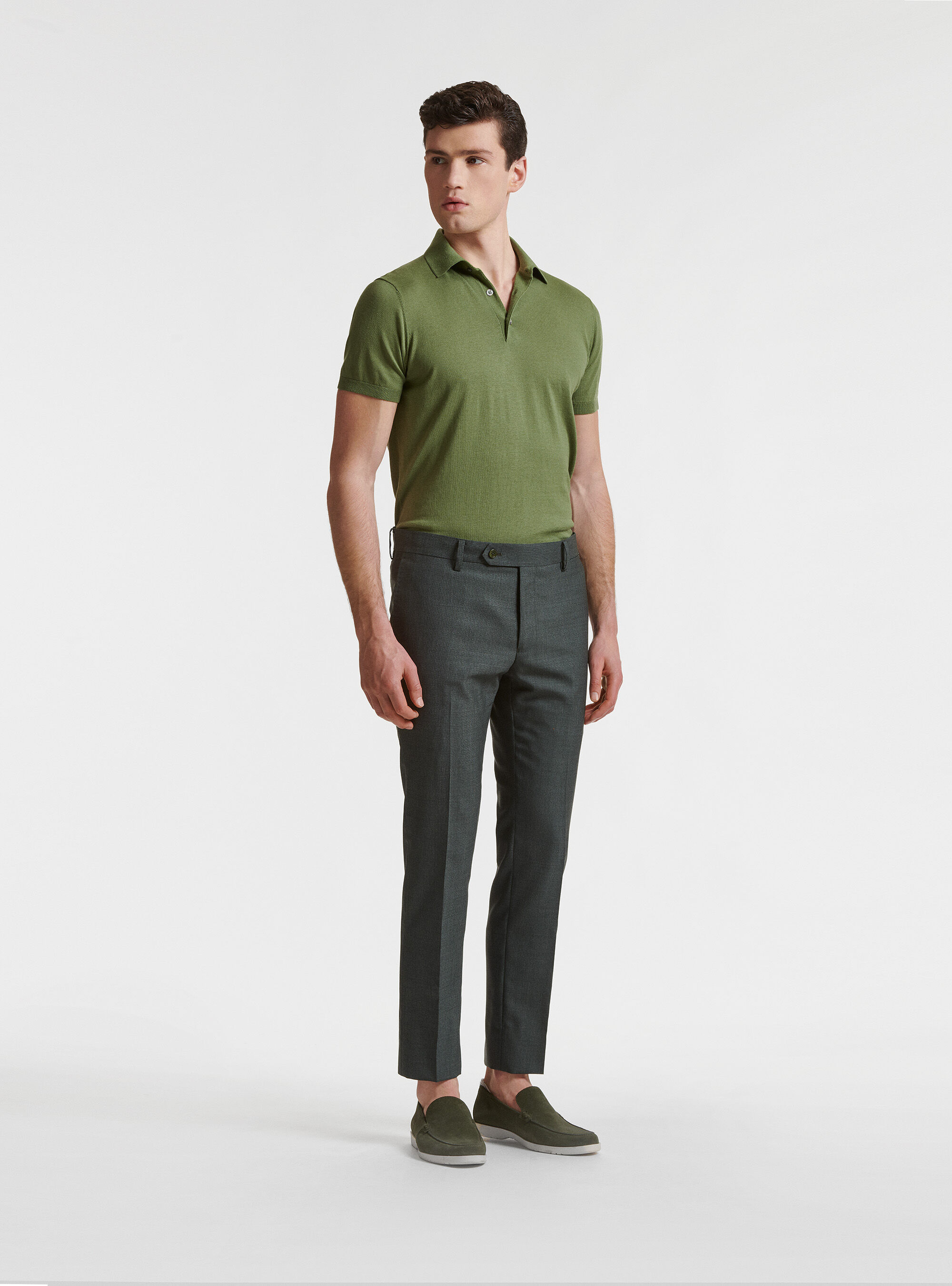 Pantaloni per abito in pura lana Vitale Barberis Canonico, VERDE