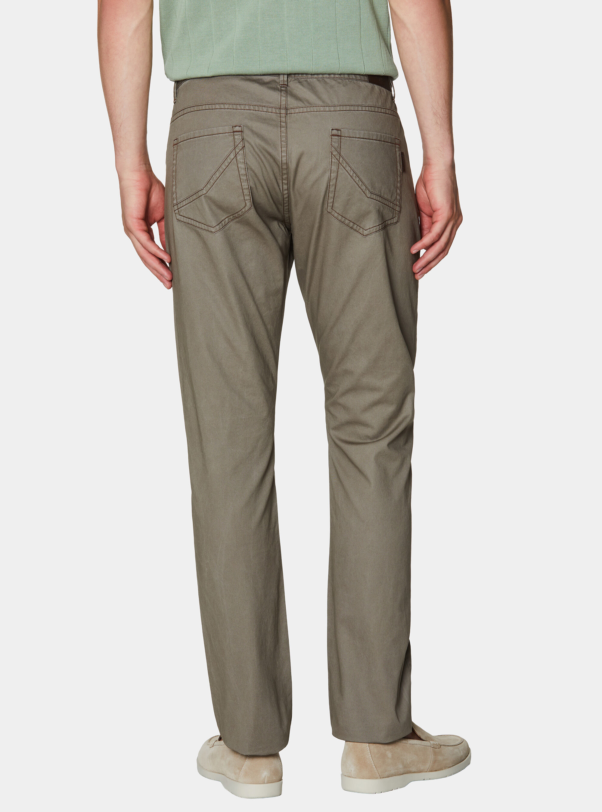 Pantaloni slim fit in cotone lavato, TORTORA 0542C